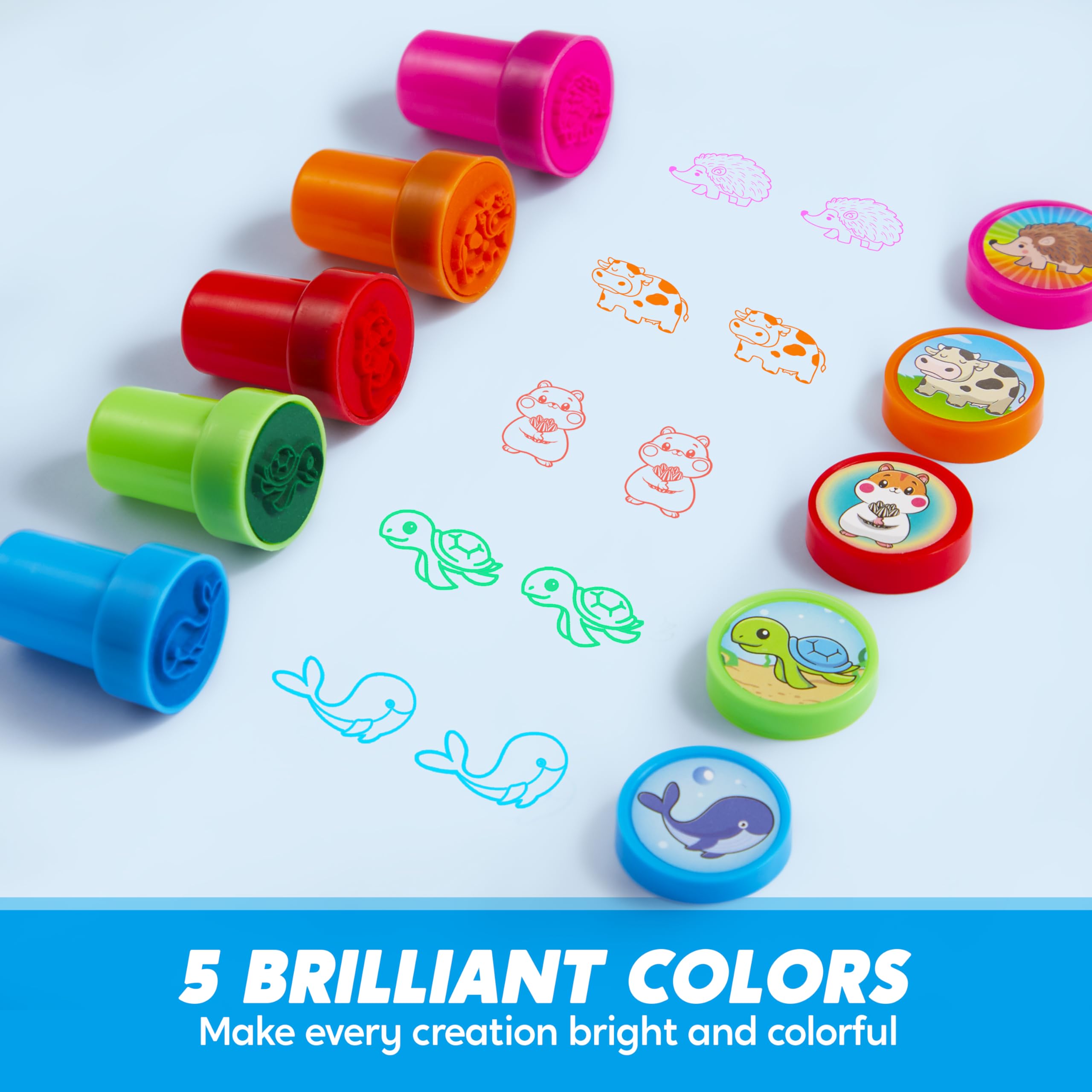 JOYIN 50 Pcs Animal Stamps Set for Kids - 50 Unique Designs Including Farm & Sea Animals - Creative Craft Stamps for Classroom Prizes, Party Favors & DIY Projects - Perfect for Arts & Crafts, School Activities & Birthday Gifts