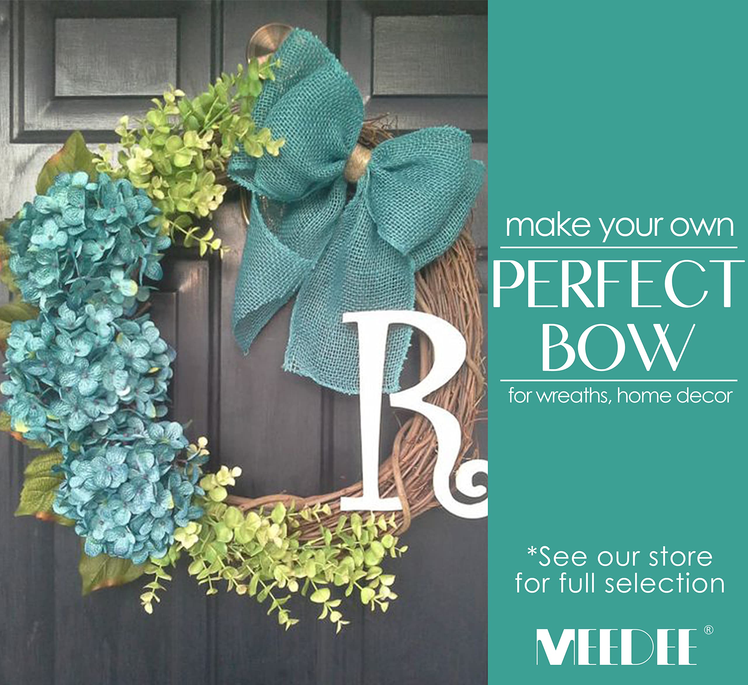 Teal Wired Burlap Ribbon - 1.5 Inch for Wreaths, Gifts & Decor