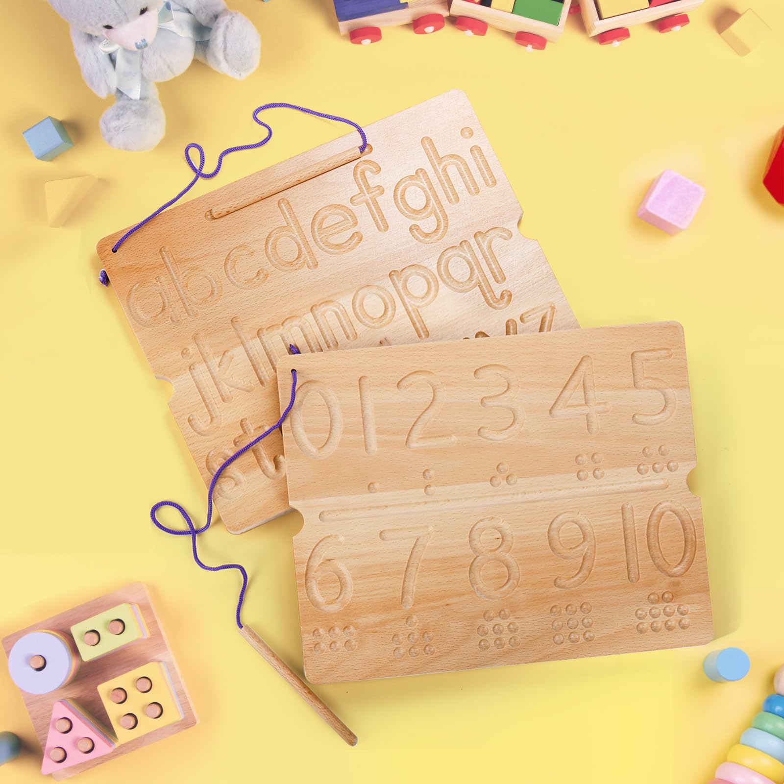 Wooden Alphabet Tracing Board for Kids 3-5 | Montessori Letter & Number Learning Toy for Preschool Writing Practice | Perfect for Classroom & Homeschool Use