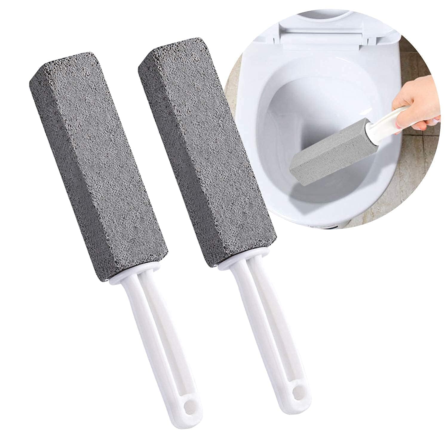 **Heavy-Duty Pumice Stone Toilet Bowl Cleaner Brush with Handle - Effective Stain Remover for Tiles, Iron & Rust - Ideal for Bathroom, Kitchen & Hard Water Stain Cleaning (Pack of 1)**