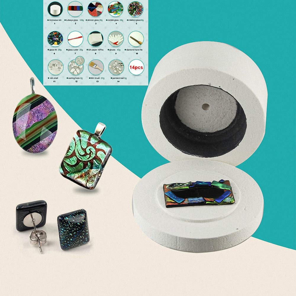 14-Piece Extra Large Microwave Kiln Set for Glass Fusing, Ceramic & Jewelry Making - DIY Arts & Crafts Kit for Home Studio, Classroom & Professional Use