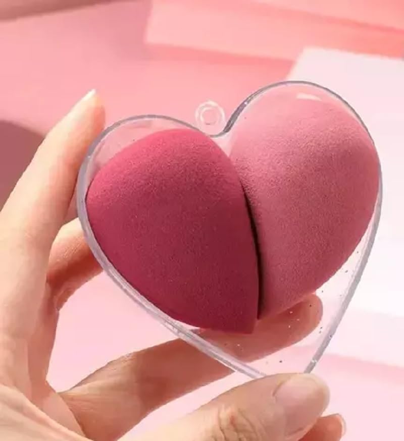 Heart-Shaped Makeup Sponge Set - Soft Blending Beauty Sponge for Foundation & Concealer | Perfect for Everyday Makeup, Travel & Professional Use