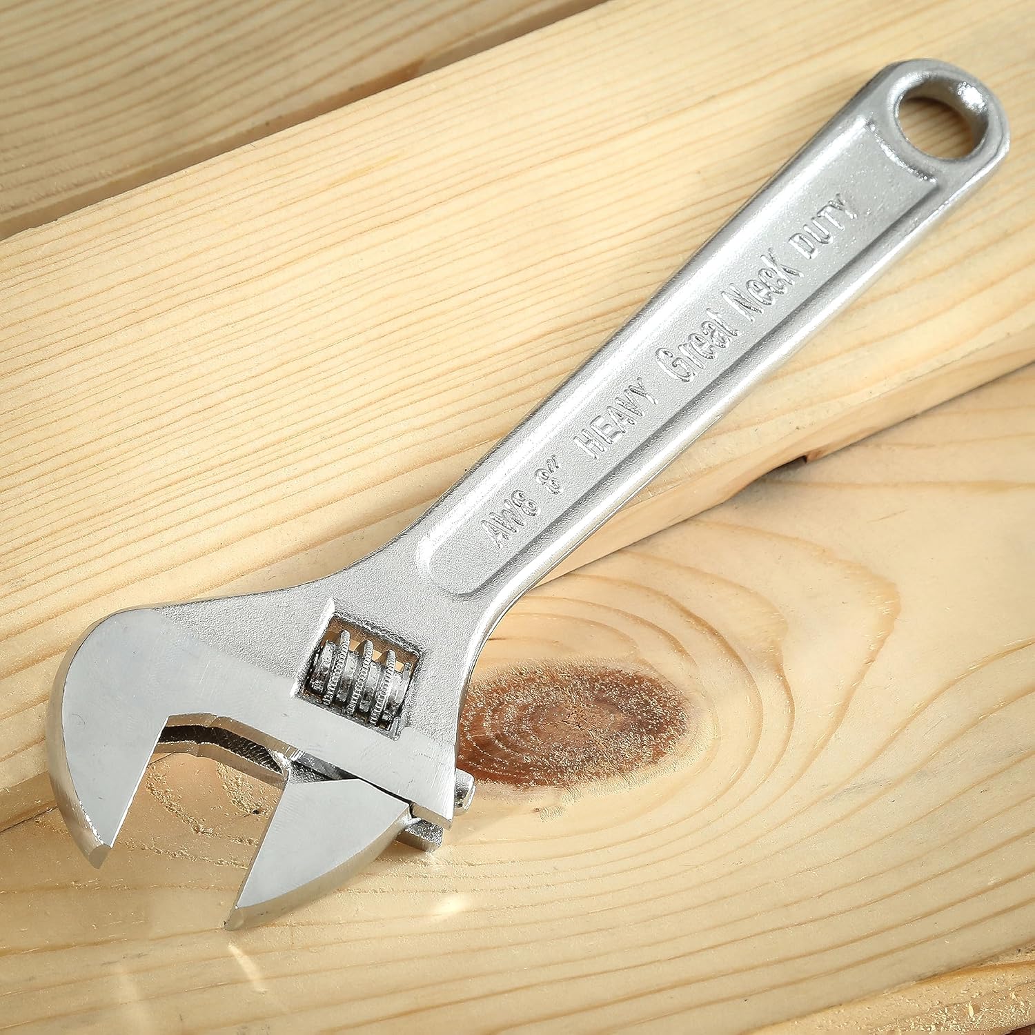 GreatNeck AW8C 8-Inch Adjustable Wrench - Heavy Duty Steel Construction, Smooth Jaw Adjustment for Plumbing, Automotive & DIY Home Repairs