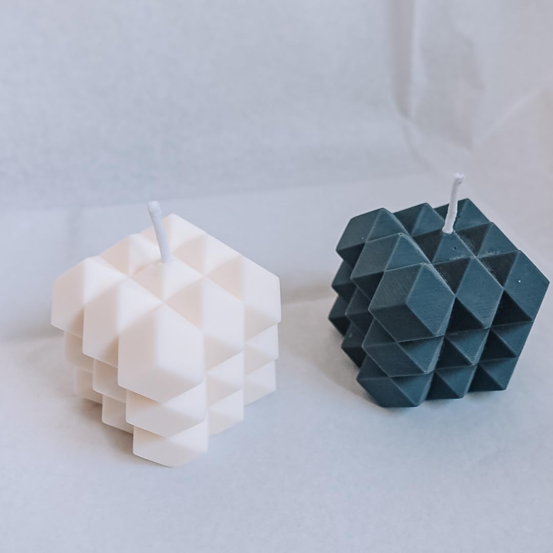 Vedini 3D 3 Layer Geometric Cube Silicone Candle Mold for DIY Candle Making - Reusable & Non-Stick (Code 114) - Perfect for Home Decor, Wedding Favors & Gift Making