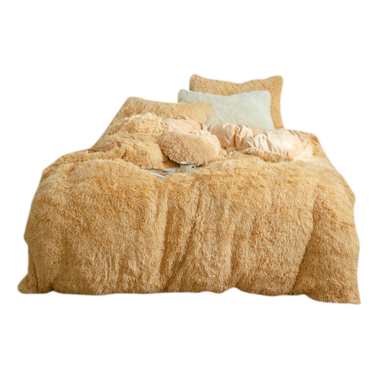 Premium 3-Piece Fluffy Faux Fur Blanket Set with Pillow Cover - Ultra Soft & Warm Velvet Bedding for Bedroom, Comforter, Quilt - Perfect for Cozy Nights, Winter Snuggles & Home Decor