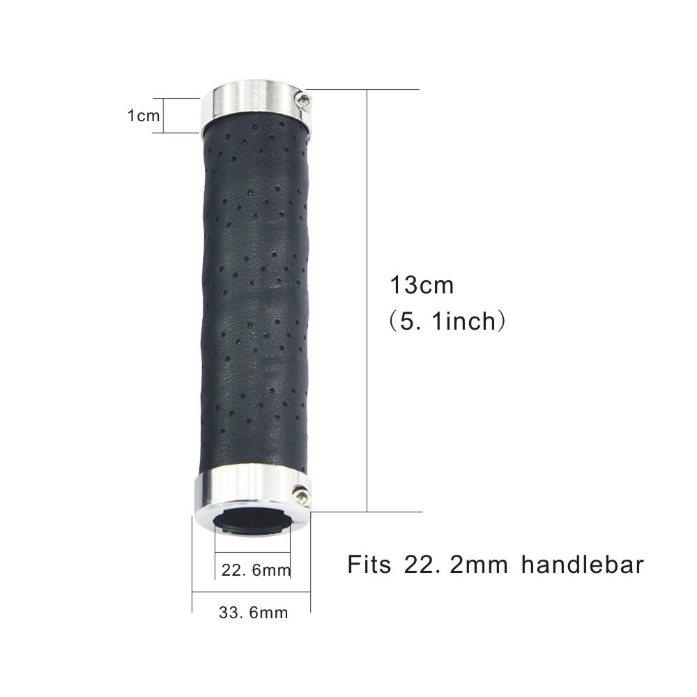 Premium Leather Lock-On Bike Grips for Mountain & Road Bicycles - 22.2mm Handlebar Grips with Double Locking System - Ideal for Commuting, Trail Riding & Long-Distance Cycling