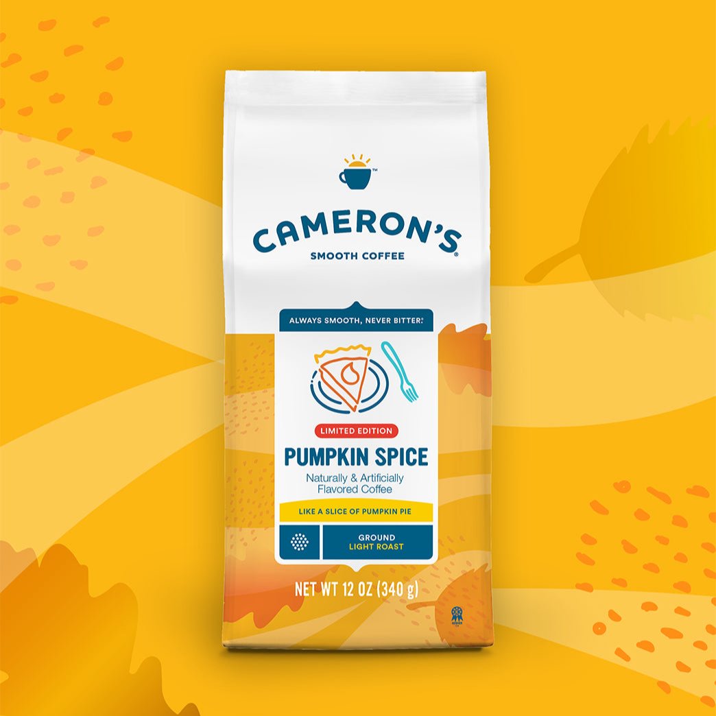 Premium Cameron's Pumpkin Spice Ground Coffee - 12oz (340g) Whole Bean Coffee for Fall & Winter | Perfect for Home Brewing, Office Use & Holiday Gifts | Rich Flavor for Coffee Lovers