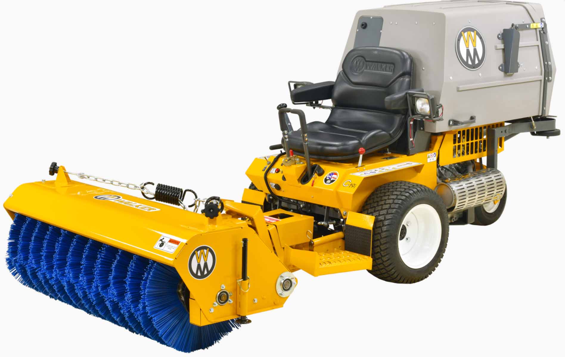 Walker Mower Rotary Broom Attachment - Heavy Duty Lawn Sweeper for Leaves & Debris - Perfect for Yard Cleanup, Landscaping & Commercial Use