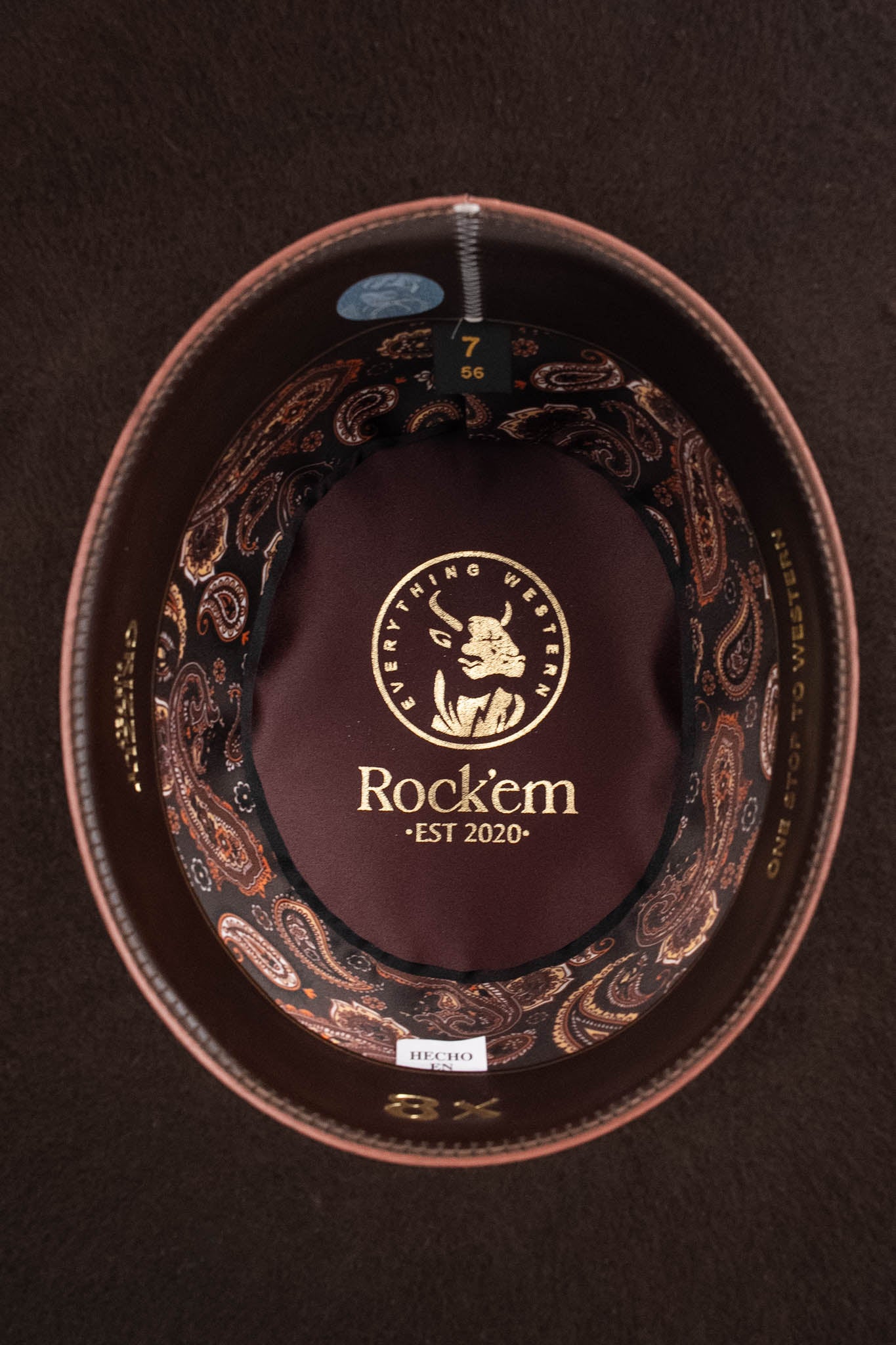 Rock'em 8X Chocolate Grizzly Fur Open Crown Felt Cowboy Hat for Men - Western Rodeo Style Hat for Country Music Festivals & Outdoor Rancher Wear