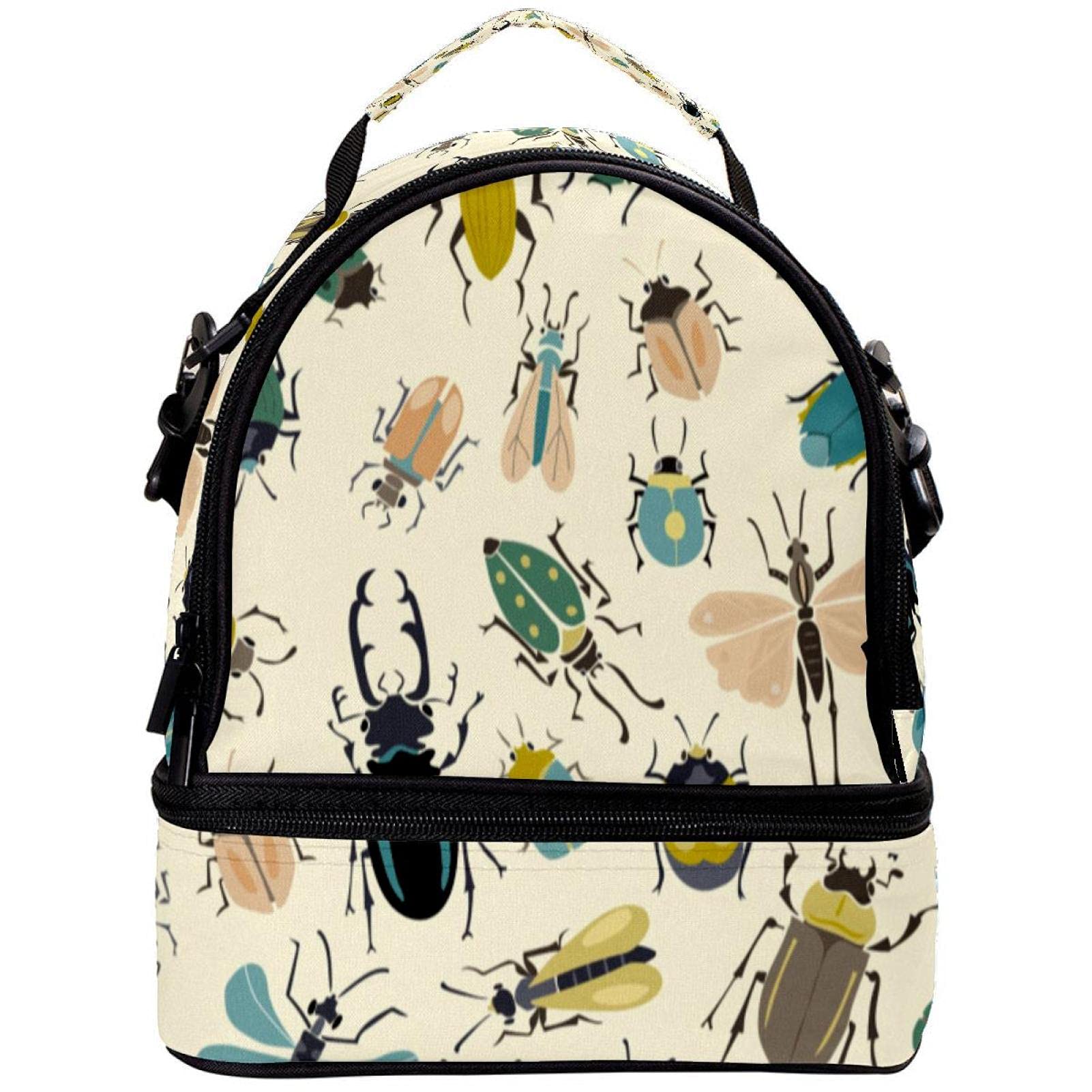 GIOVANIOR Insulated Lunch Box for School & Picnic - Cooler Bag for Men & Women with Creepy Crawlies Insect Design - Perfect for Work, Outdoor Activities & Kids Lunch