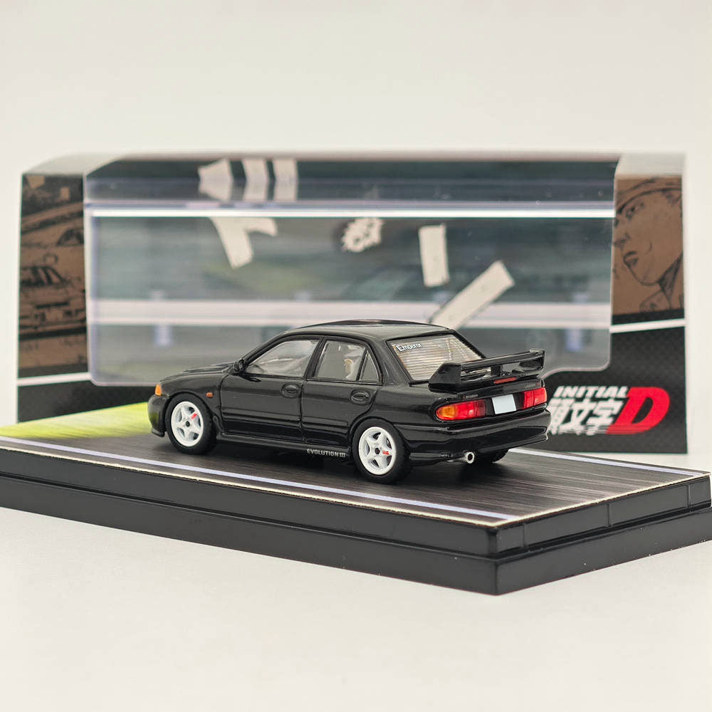 1/64 Mitsubishi Lancer RS Evolution III INITIAL D Black Diecast Model Car - Limited Edition Collectible for Anime Fans & Car Enthusiasts - Perfect for Display, Gifts, and Anime-Themed Collections