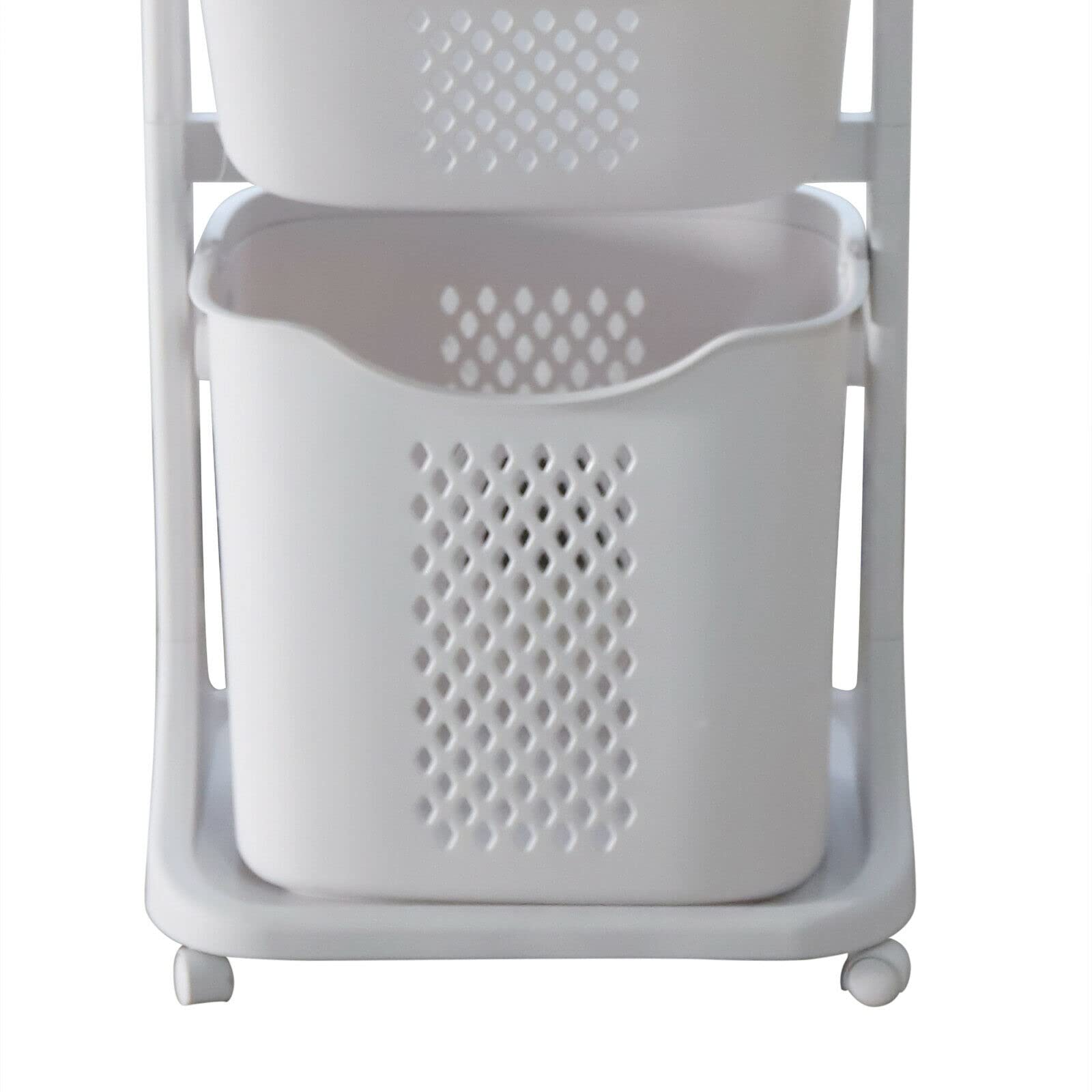 3-Tier Bamboo Laundry Basket with Wheels & Removable Storage Bins - Freestanding Clothes Hamper Organizer for Bedroom, Bathroom & Laundry Room - Easy Sorting & Storage Solution for Washing Clothes