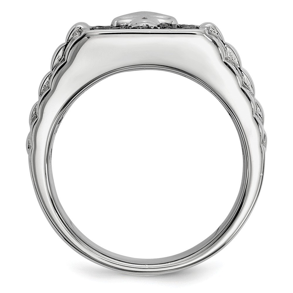 925 Sterling Silver Black Diamond Skull Ring for Men - 1/5ct Square Gothic Punk Jewelry - Perfect for Halloween, Gothic Fashion & Alternative Style