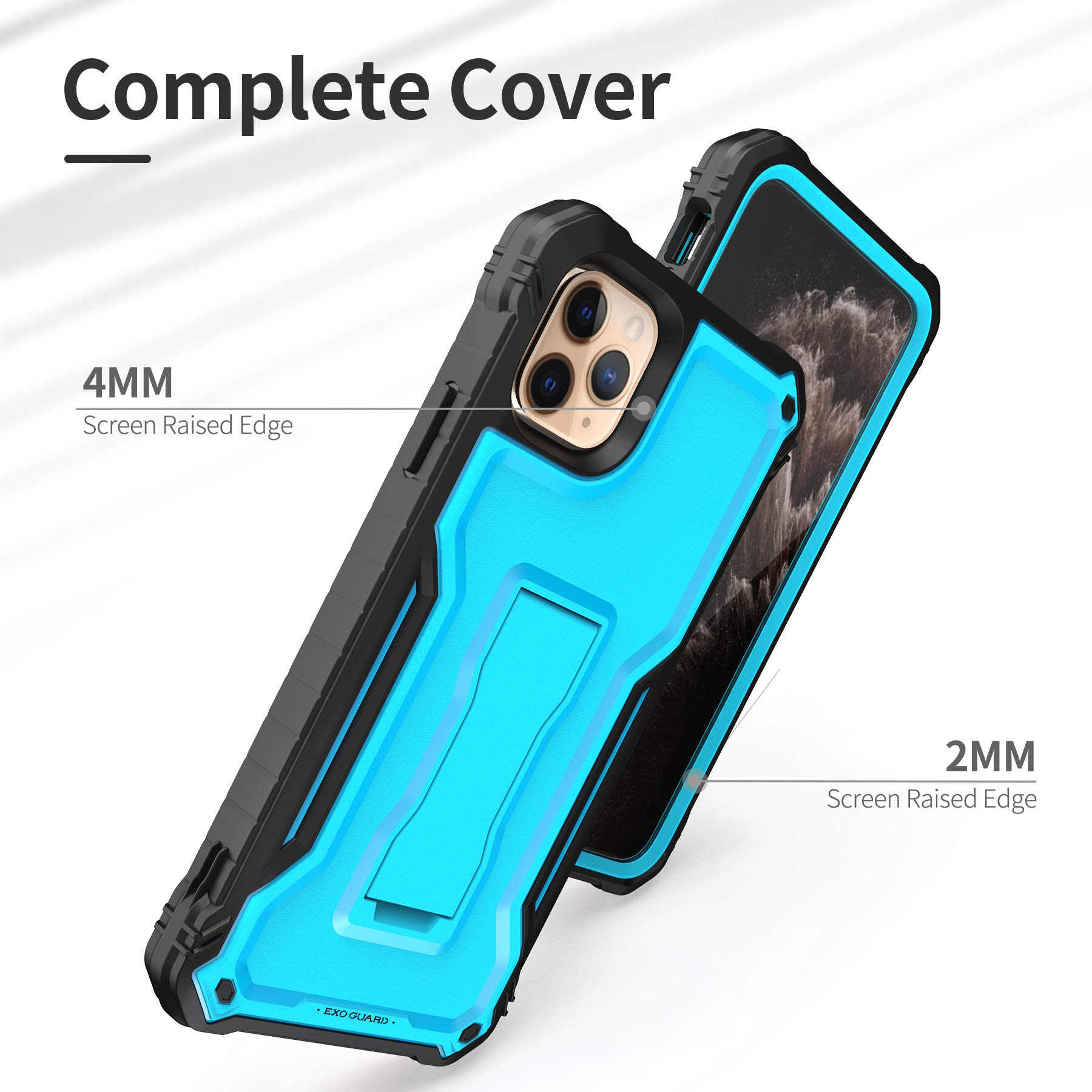 ExoGuard Rugged Shockproof Full-Body Case with Built-in Screen Protector & Kickstand for iPhone 11 Pro Max (Blue) - Perfect for Outdoor Activities, Sports & Daily Protection
