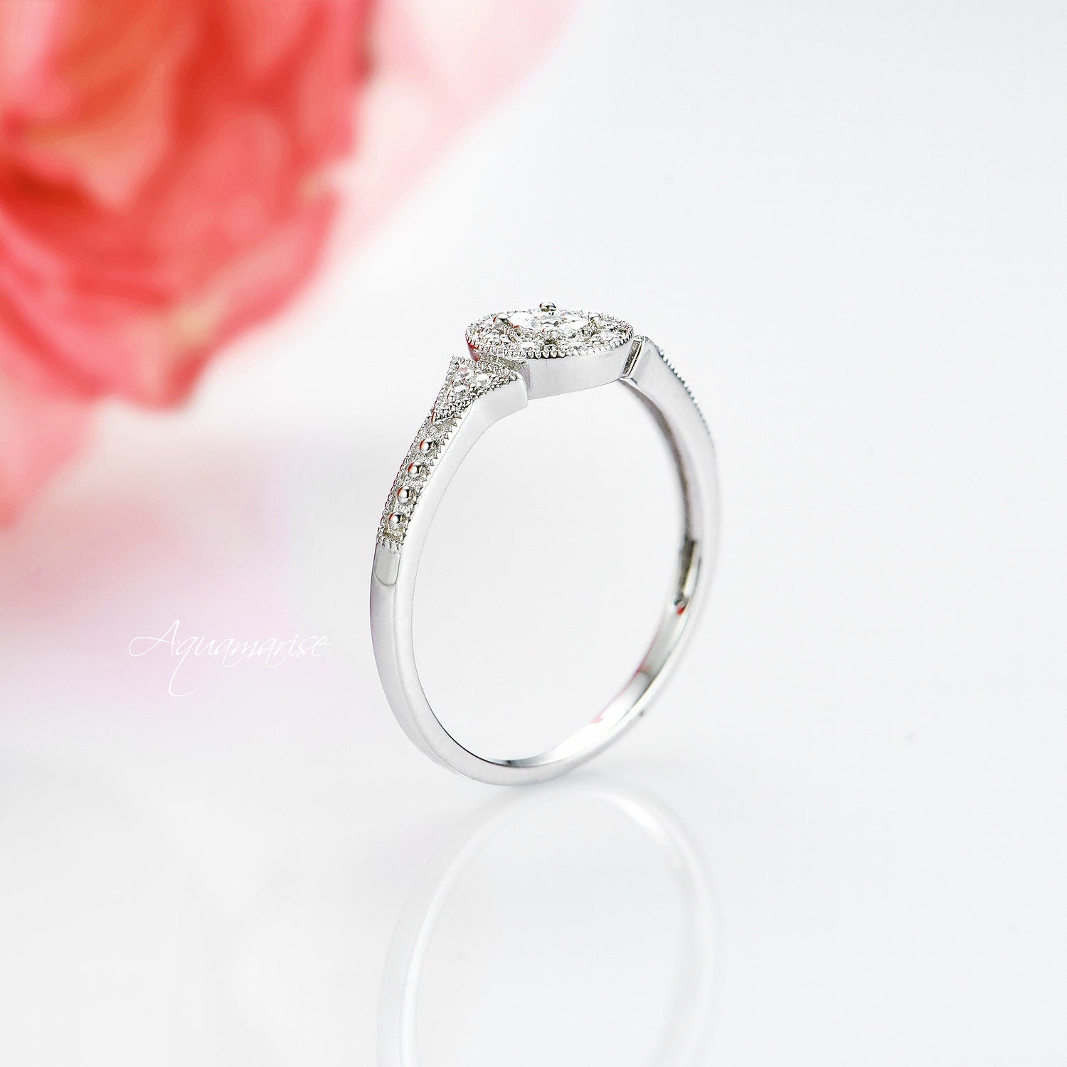 IGI Certified Lab Grown Diamond Milgrain Engagement Ring in 14K White Gold - Perfect for Proposals, Anniversaries & Special Occasions