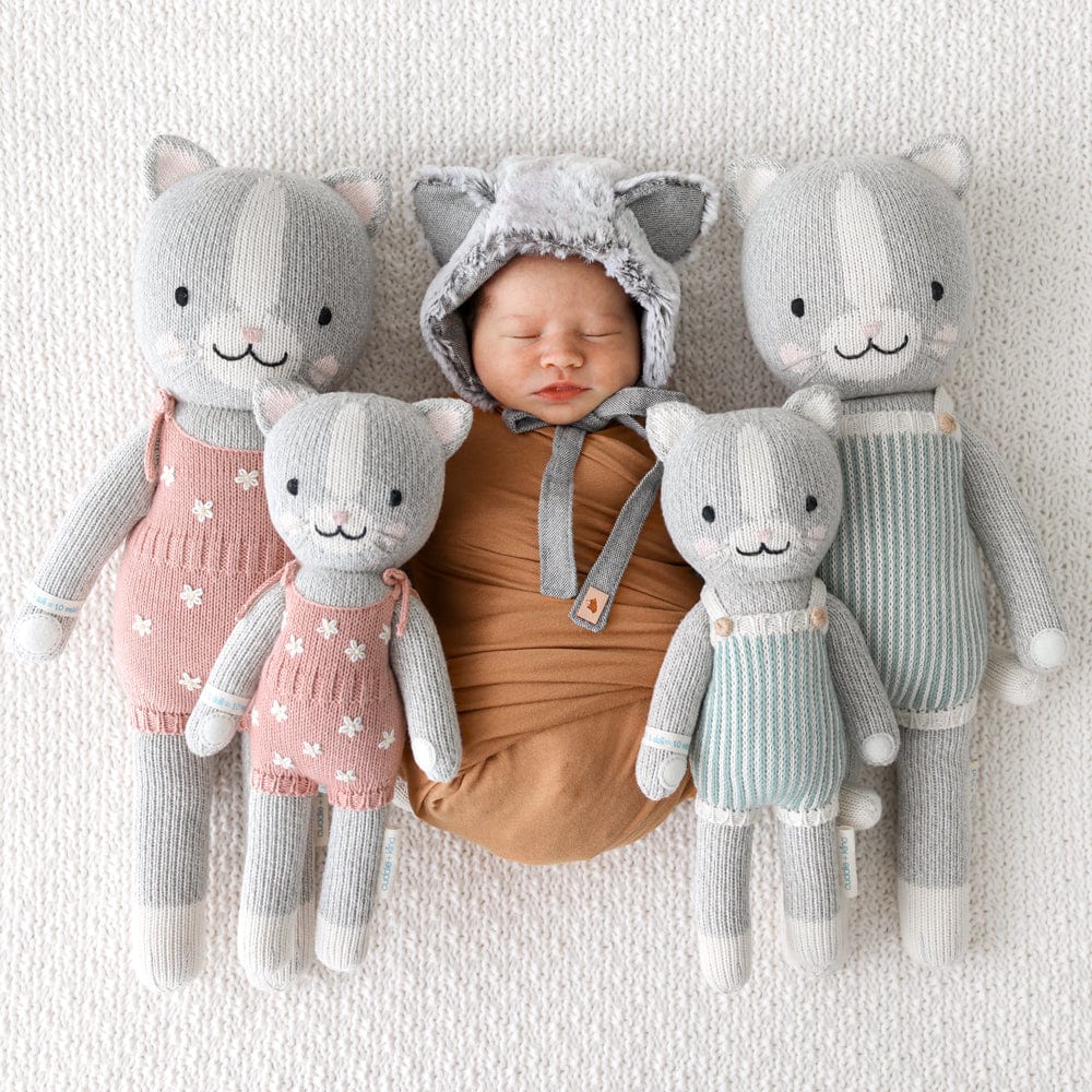 Cuddle+Kind Daisy the Kitten Handmade Organic Cotton Plush Toy - Soft & Huggable Stuffed Animal for Kids, Babies & Nursery Decor | Perfect Gift for Birthdays, Baby Showers & Cuddle Time
