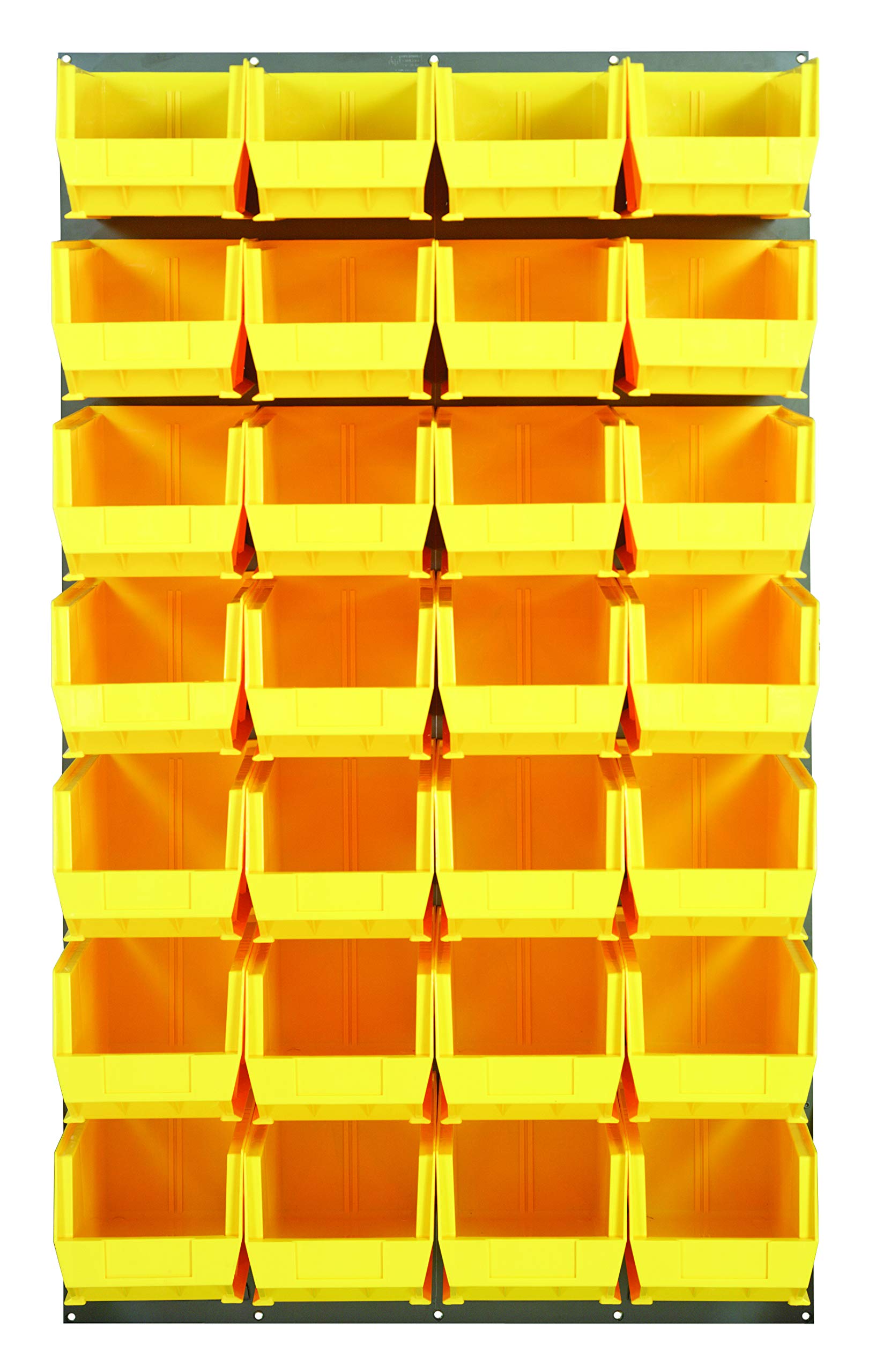 Quantum Storage Systems QLP-3661-240-28YL Gray Louvered Panels Complete Package with Bins - 36” Length x 61” Height Yellow - Perfect for Garage, Warehouse & Workshop Organization