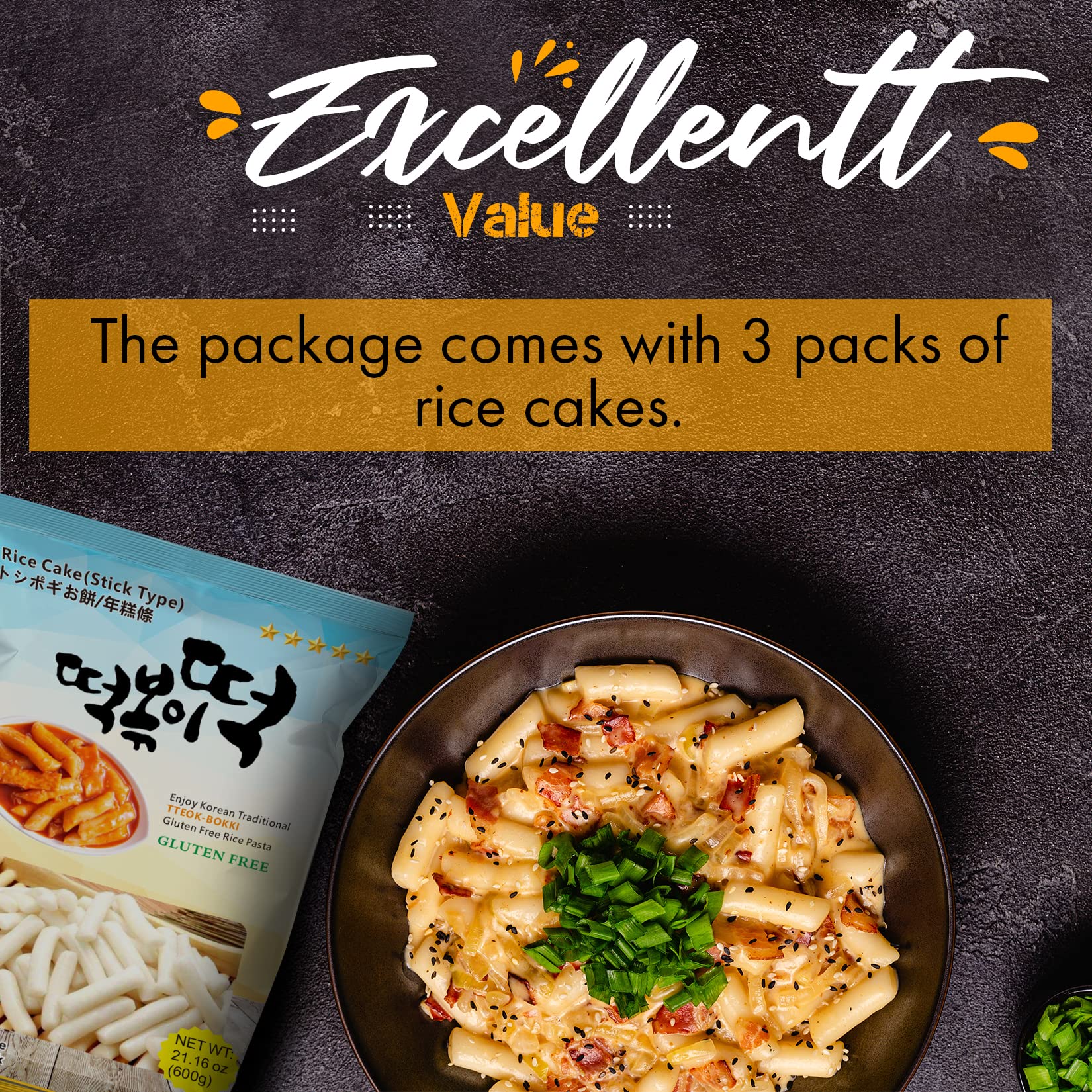 Korean Rice Cakes Tteokbokki - Vegan Gluten-Free Asian Snacks for Cooking & Party