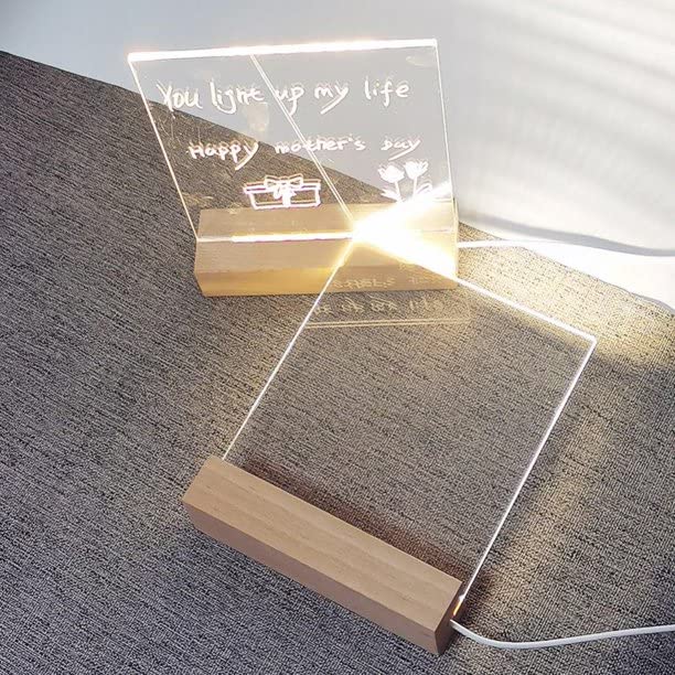 Kixre 3D Acrylic LED Night Light with Wood Base - Illusion Table Lamp for Bedroom, Kids Room & Home Decor - Perfect Night Light for Nursery, Gift & Relaxation