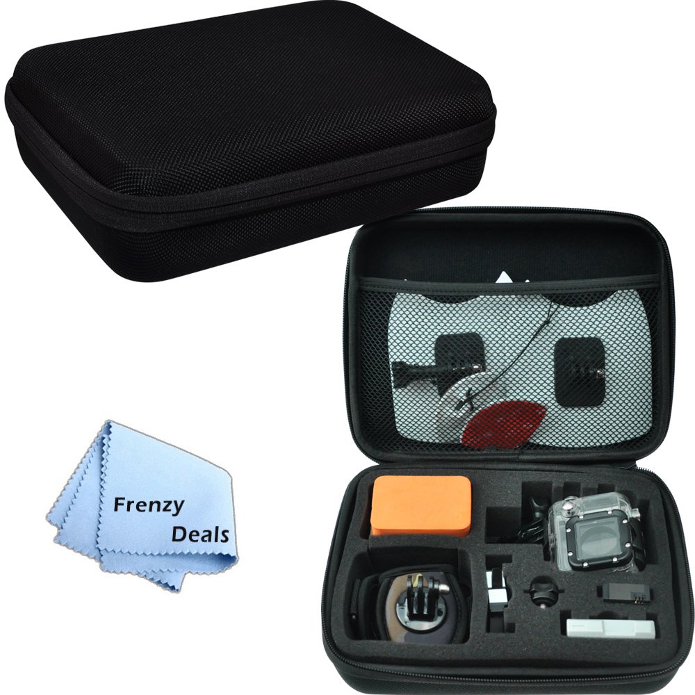 Medium Protective Case for GoPro HERO 11/10/9/8/7/6/5 Cameras with Custom Foam Insert & Free Microfiber Cloth - Perfect for Travel, Adventure & Action Sports Storage