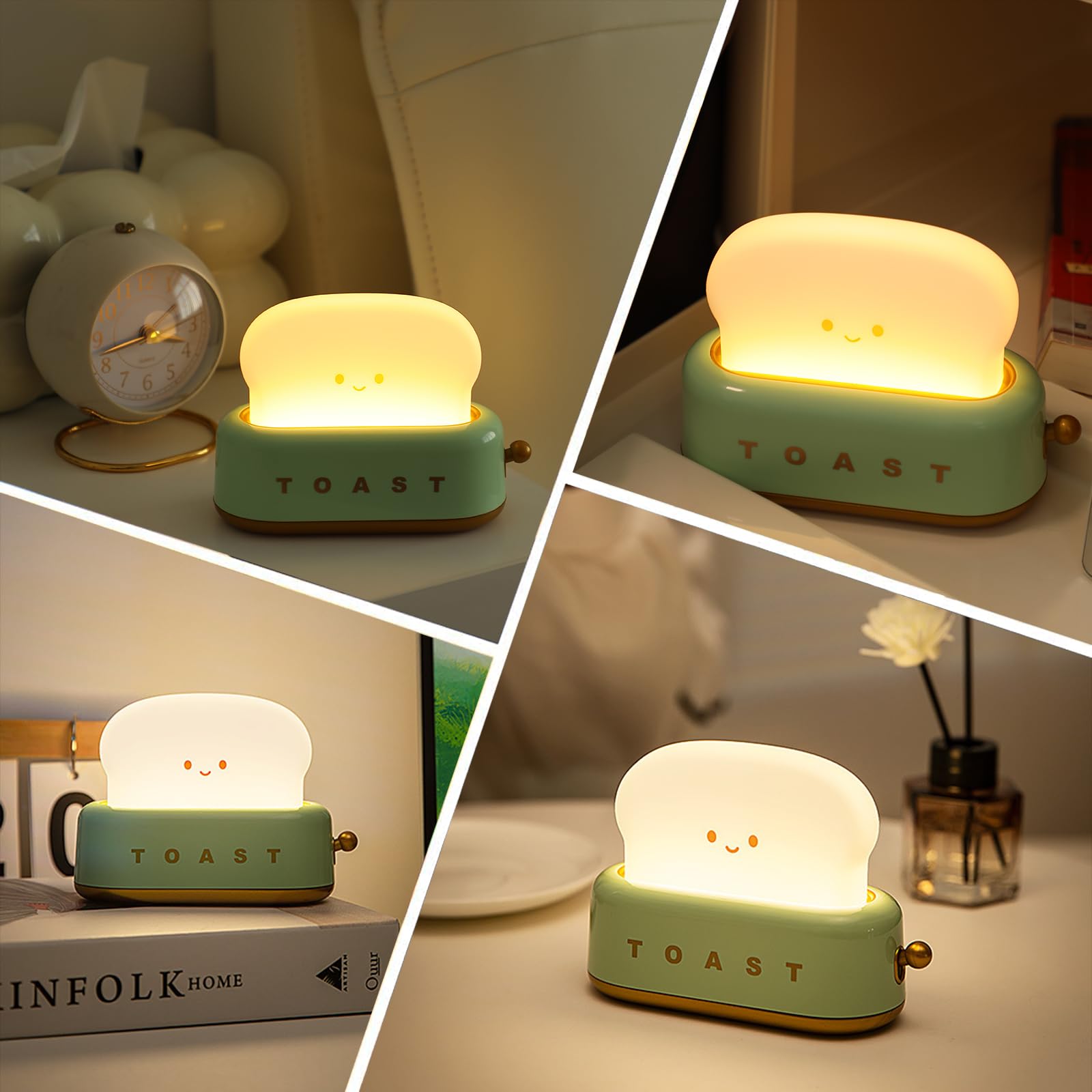 Voltiorbit Toast Night Lamp - Rechargeable LED Toaster Night Light with Timer & Brightness Control - Cute Kids Bedroom Decor - Perfect Gift for Teens, Boys & Girls (Yellow) - Ideal for Bedtime Reading, Nursery Room Lighting & Cozy Atmosphere Creation