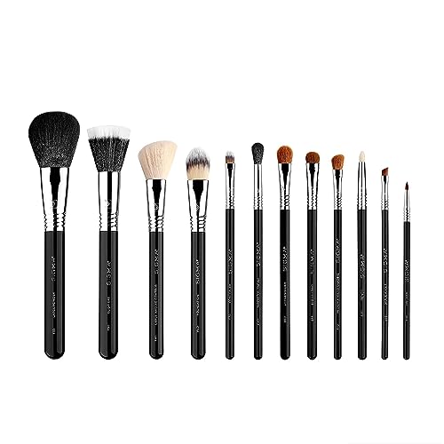 OneMy Beauty Essential 12-Piece Professional Makeup Brush Set - Premium Synthetic Fiber Brushes with Ergonomic Handles for Flawless Face & Eye Makeup Application | Perfect for Daily Use, Travel & Professional Makeup Artists