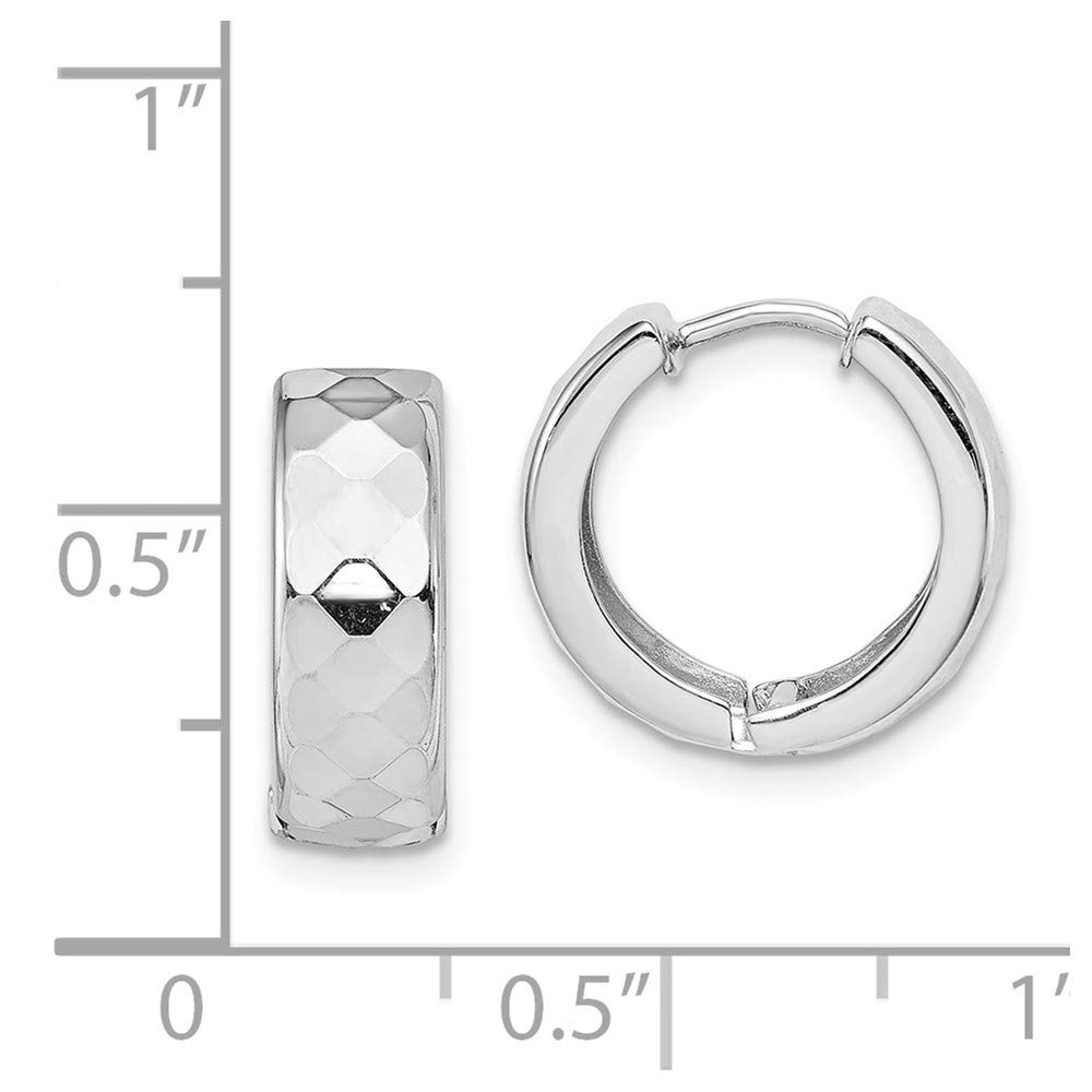 925 Sterling Silver Polished Patterned Hinged Hoop Small Huggie Earrings (15mm x 15mm) - Elegant Everyday Jewelry for Women, Perfect Gift for Birthday, Anniversary & Valentine's Day