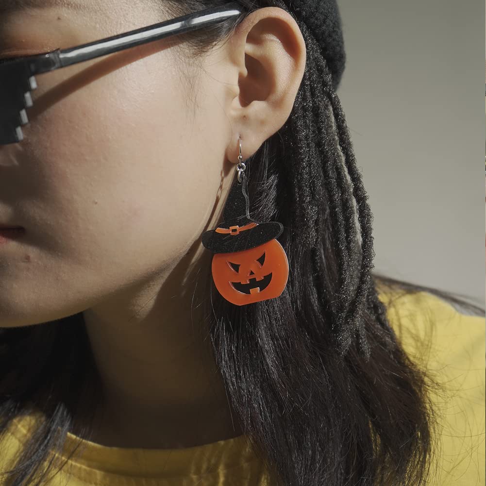 Halloween Earrings for Women - Pumpkin Ghost Witch Bat Spider Skull Dangle Earrings in Purple, Orange & Black | Perfect for Costume Parties, Trick or Treat & Spooky Season Outfits