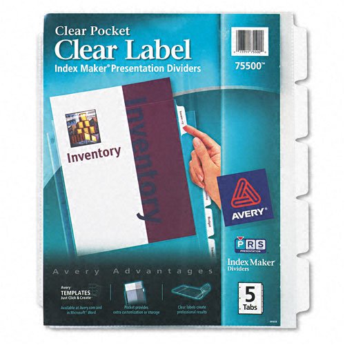 Avery Clear Index Maker Dividers with Three-Hole Punch, 5-Tab Letter Size (Set of 10) - Perfect for Office, School, and Home Organization