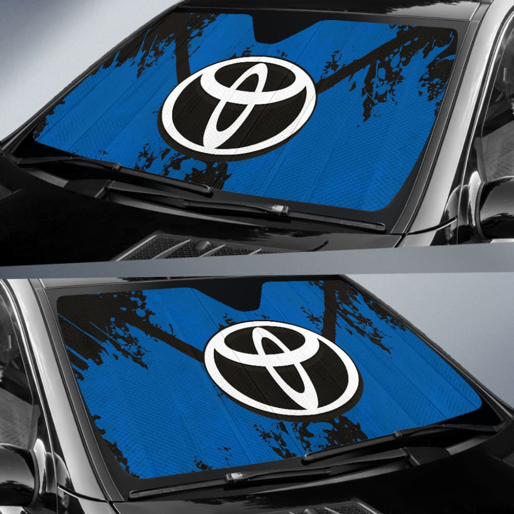 Custom Blue and Black Toyota Car Sun Shades - UV Protection & Heat Reduction for Cars, SUVs, and Trucks | Perfect for Road Trips, Parking, and Summer Driving