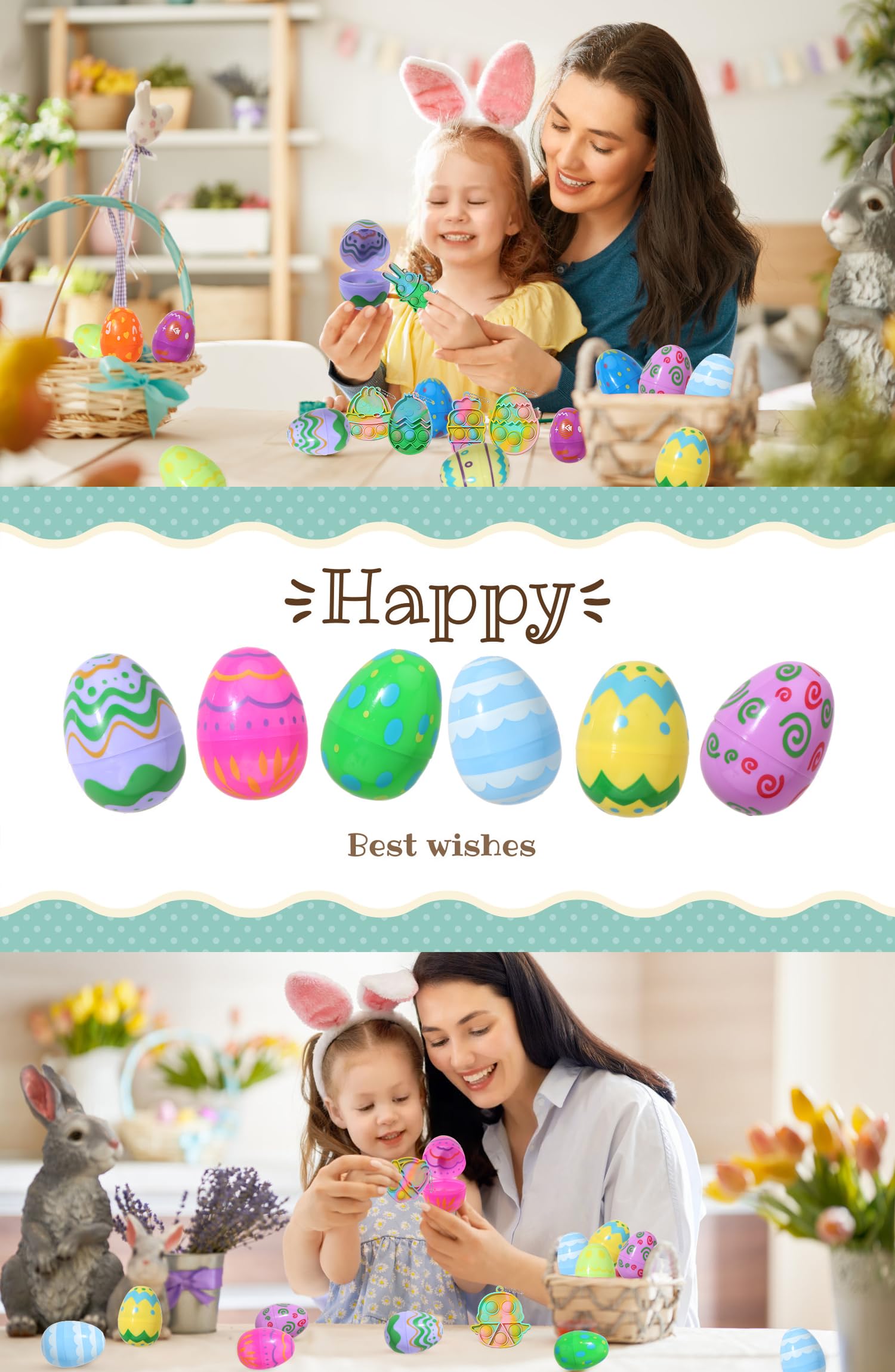 48 Pack Prefilled Easter Eggs with Assorted Toys Inside - Bulk Easter Basket Stuffers with Fidget Toys, Keychains & Party Favors for Kids - Perfect for Easter Egg Hunts, Classroom Prizes & Toddler Gifts