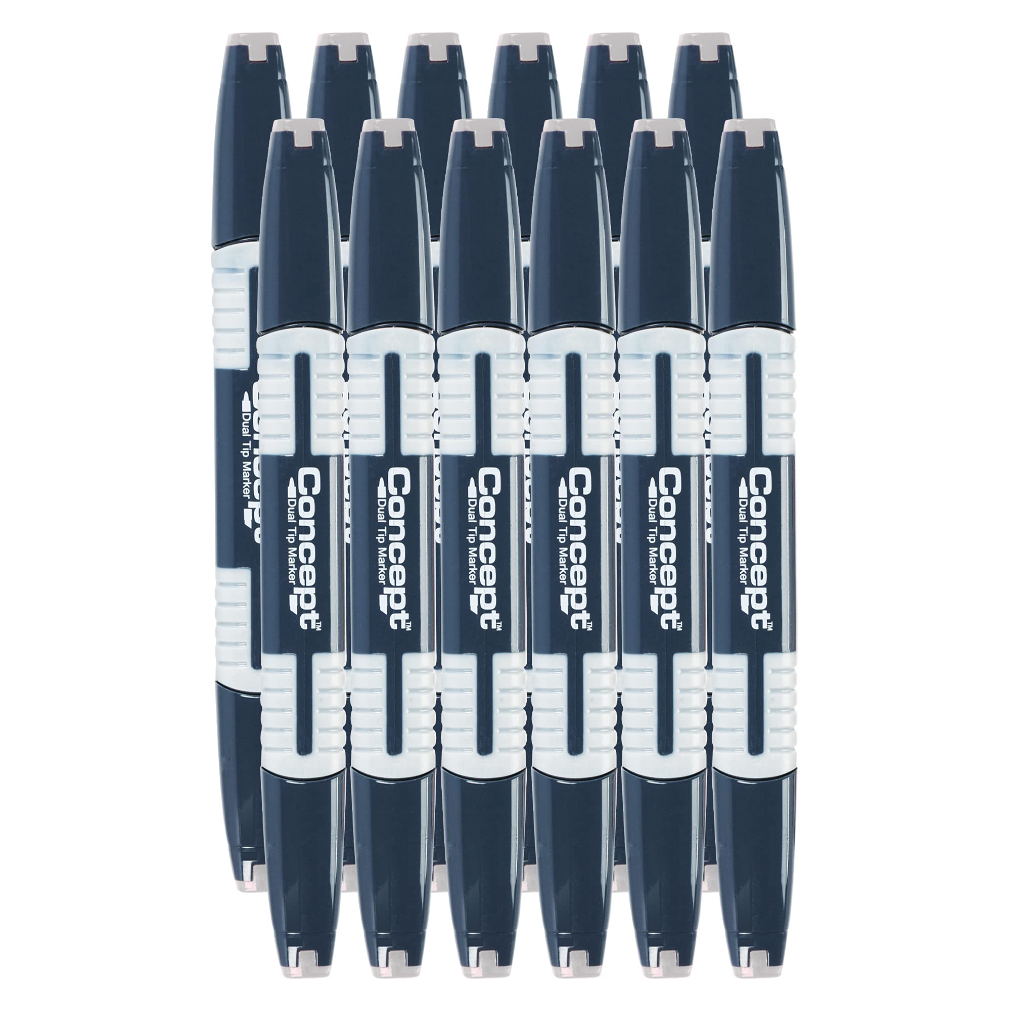 Concept 12-Piece Dual Tip Blender Art Marker Set - Professional Artist Coloring Markers for Sketching, Drawing & Doodling | Perfect for Adult Coloring Books, Kids Art Projects, Bullet Journaling & DIY Crafting