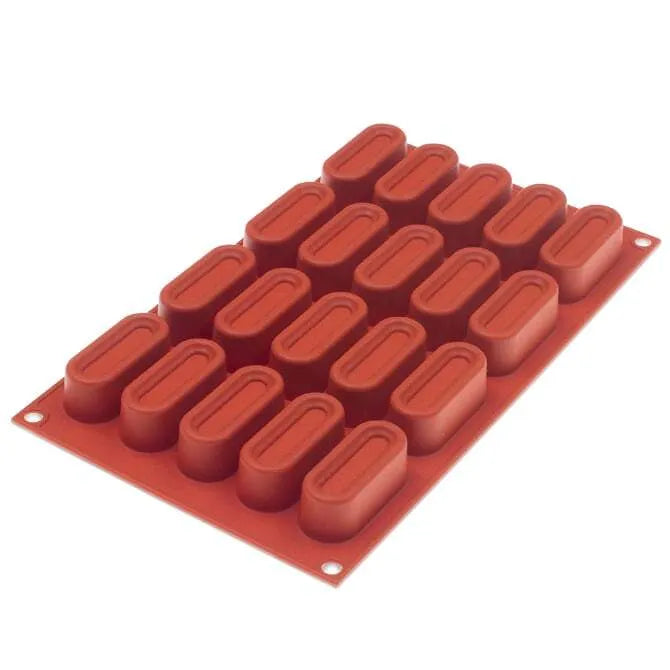 Non-Stick Orange Silicone Baking Mold - 20 Oval Indented Forms for Cupcakes, Muffins, and Mini Cakes | Perfect for Home Baking and Party Desserts