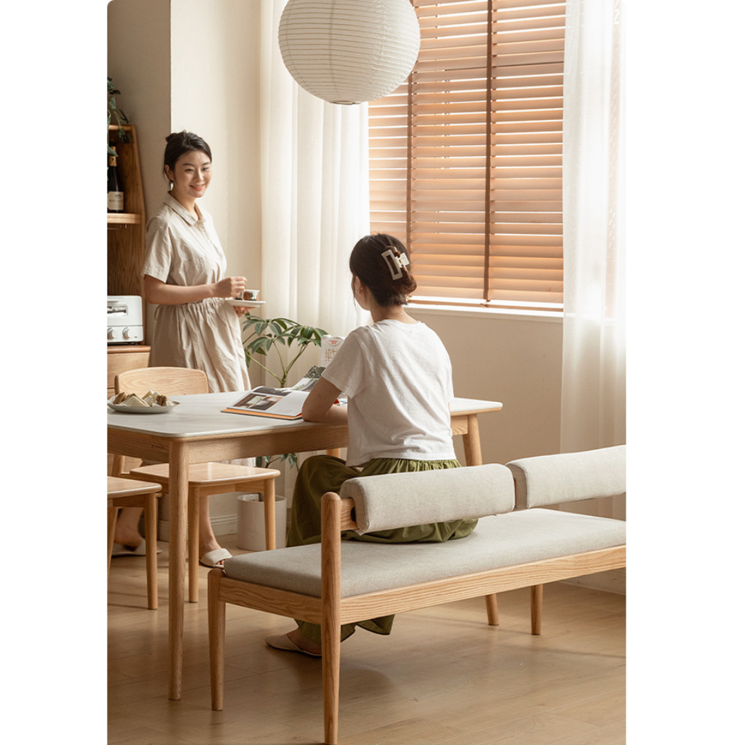 Solid Oak & Black Walnut Wooden Soft Bench - Handcrafted Wooden Stool for Entryway, Bedroom, Living Room & Outdoor Use