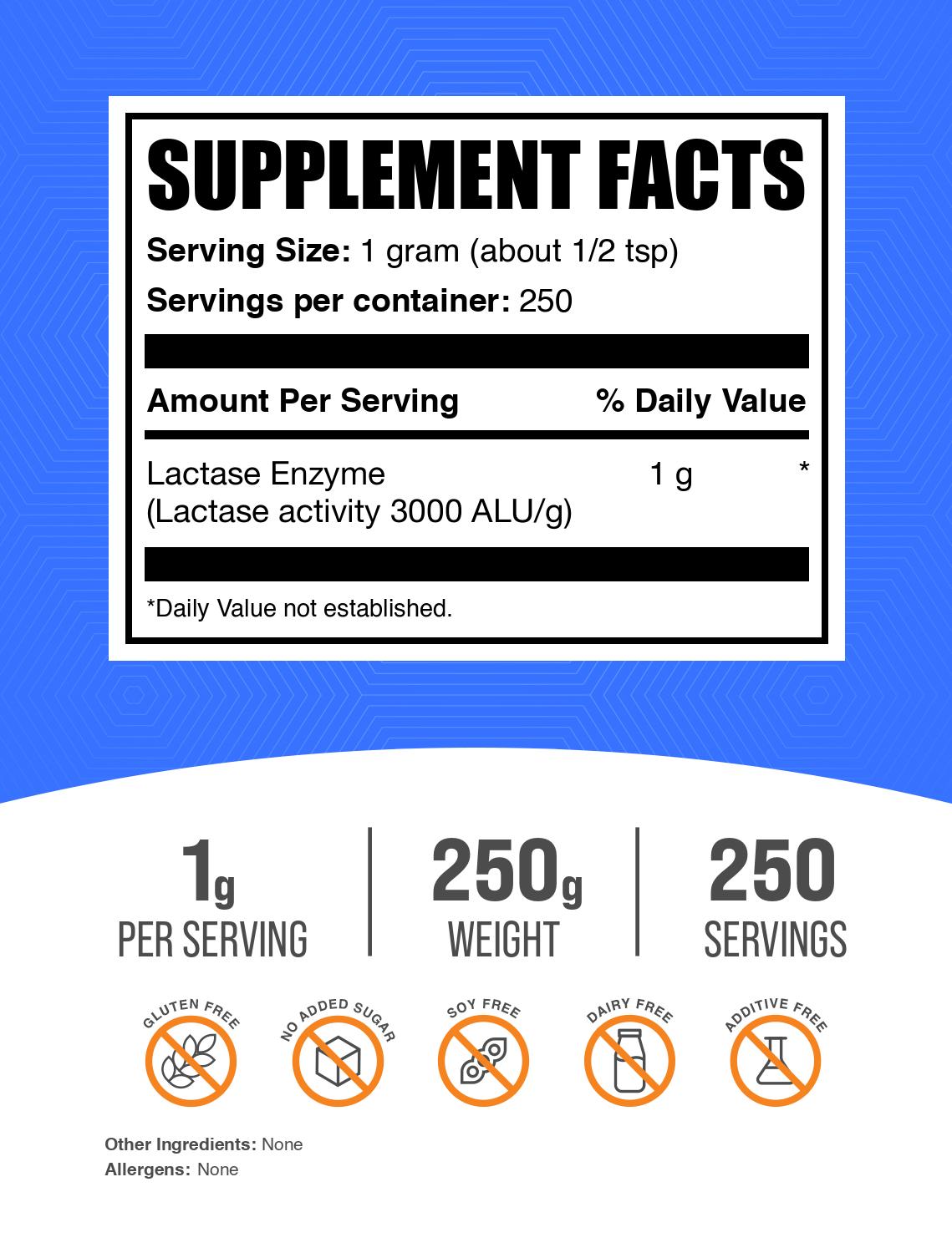 Lactase Enzyme Powder (3000 ALU) - Dairy Digestive Aid for Lactose Intolerance - Perfect for Smoothies, Baking & Dairy Products