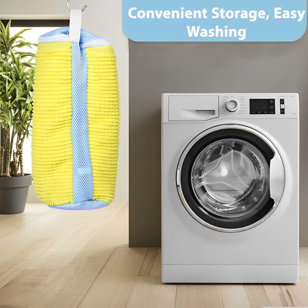 Reusable Shoe Laundry Bag with Brush - for Sneakers & Gym Shoes - Machine Wash Safe - Includes Shoe Trees - Perfect for Travel & Sports