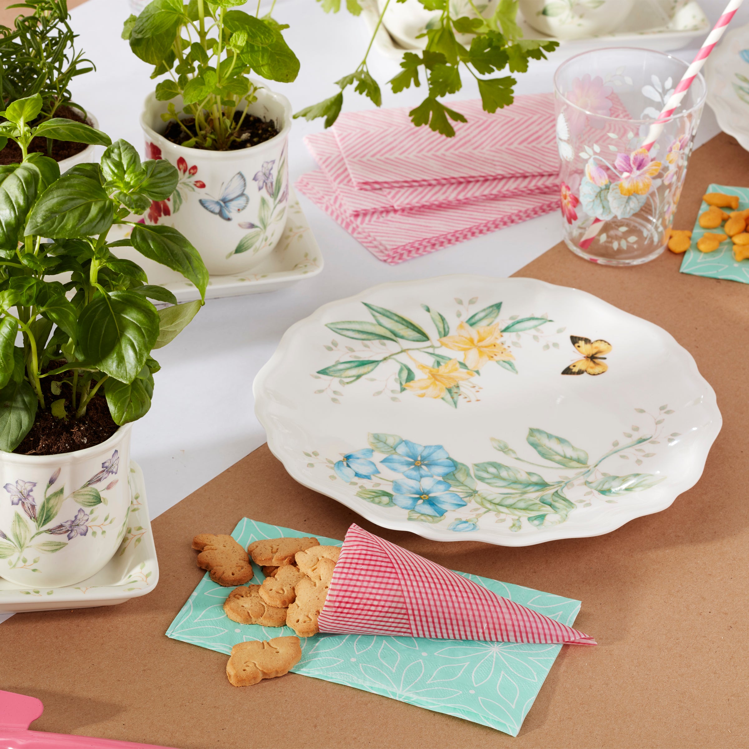 Butterfly Meadow Melamine Dinner Plates Set of 4 - Durable & Lightweight Outdoor Picnic, Camping, and Party Dishware