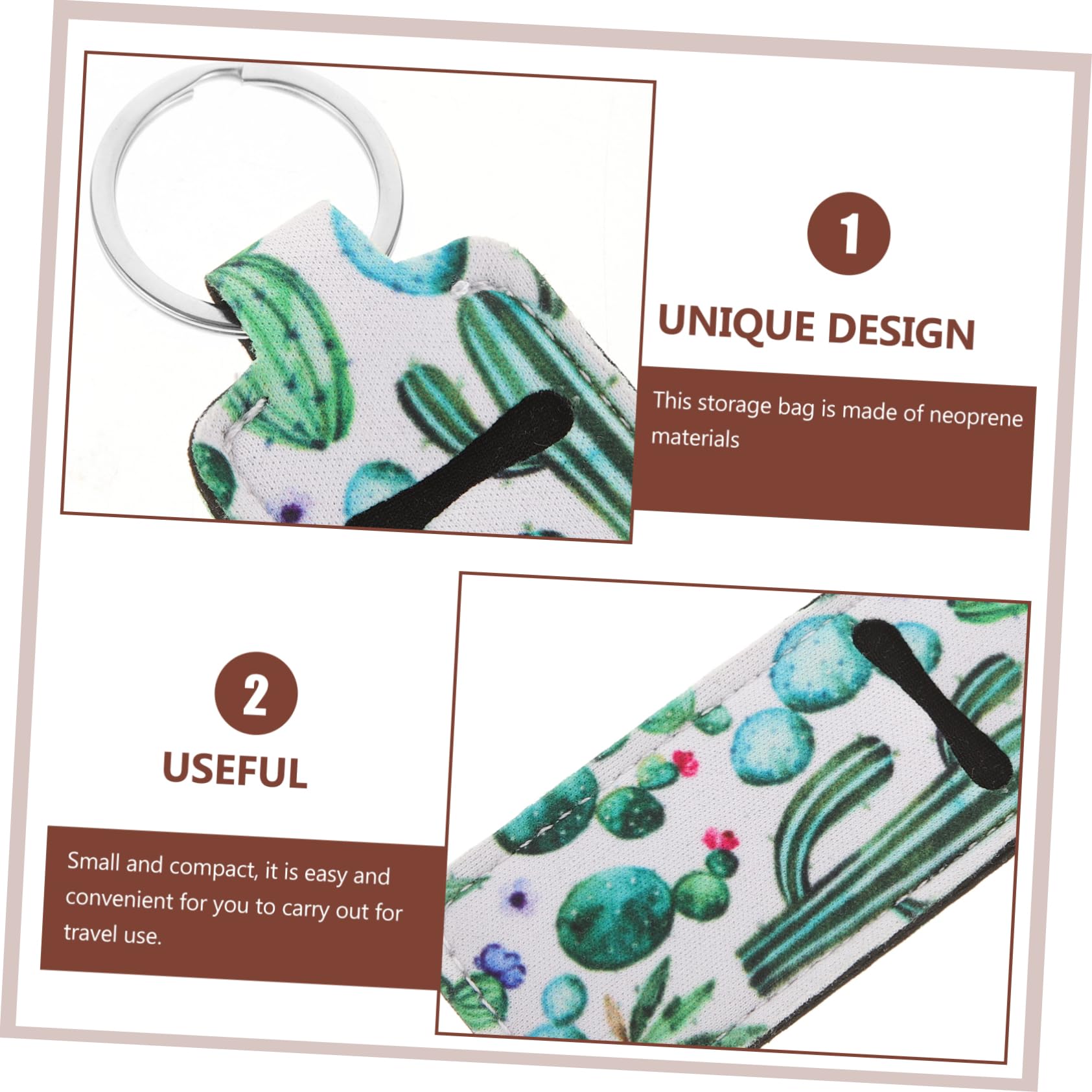 10 Pcs Square Keychain Lip Gloss Holder - Floating Key Rings for Boats, Portable Lipstick & Thread Organizer - Travel Chopstick & Neoprene Key Holder - Perfect for Makeup, Boating, and Outdoor Adventures