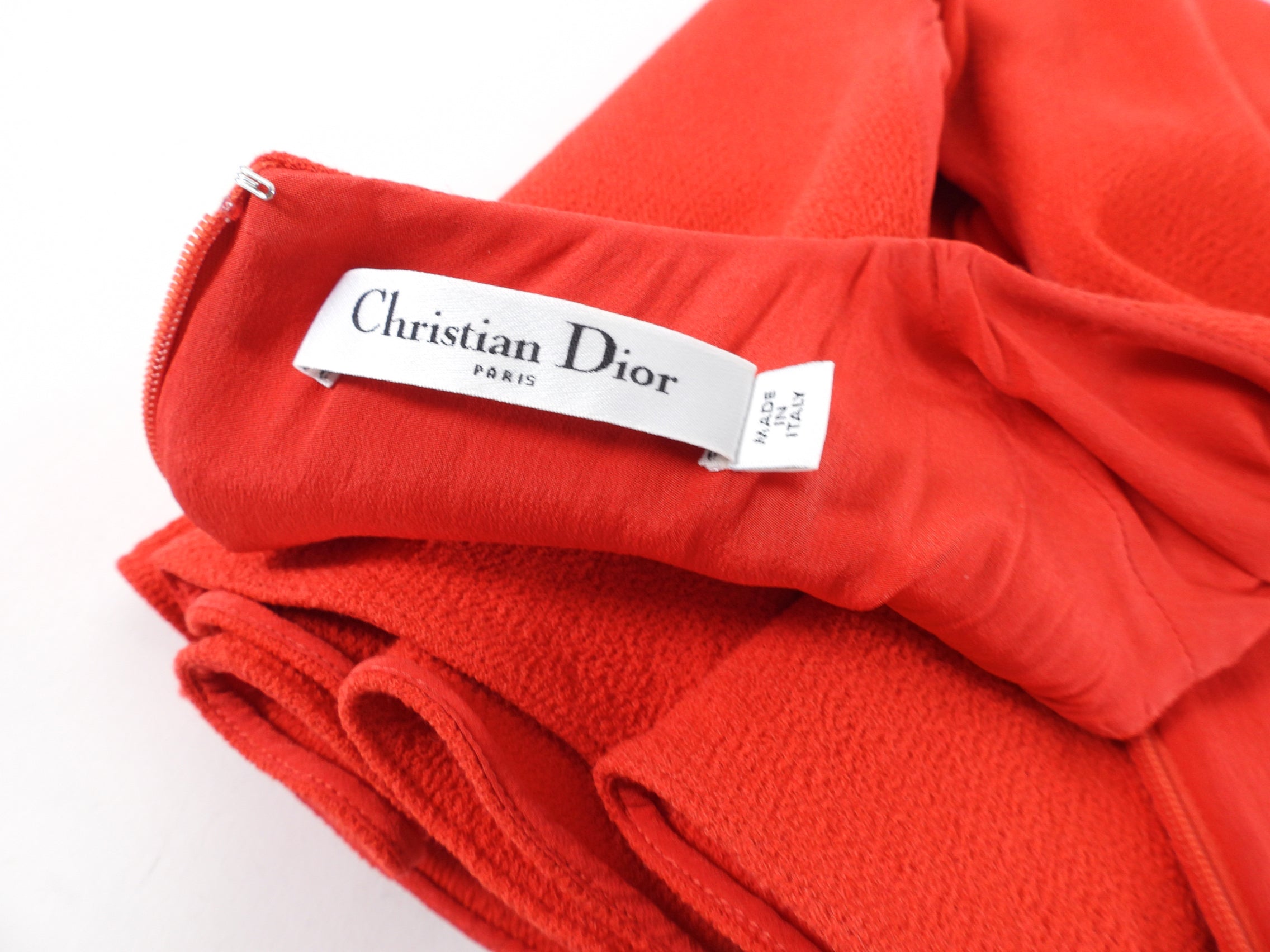 Christian Dior Red Crepe Wool Sleeveless Dress - Size US 4 | Luxury Women's Evening Gown for Parties, Weddings & Special Occasions