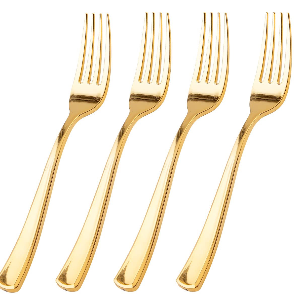 100 Pcs Gold Plastic Forks Heavy Duty Disposable Cutlery - BPA-Free, Sturdy & Durable 7.4 Inch Elegant Forks for Desserts, Parties, Weddings, Picnics, Catering Events and Daily Use - Perfect for Birthday Celebrations, Baby Showers and Office Luncheons
