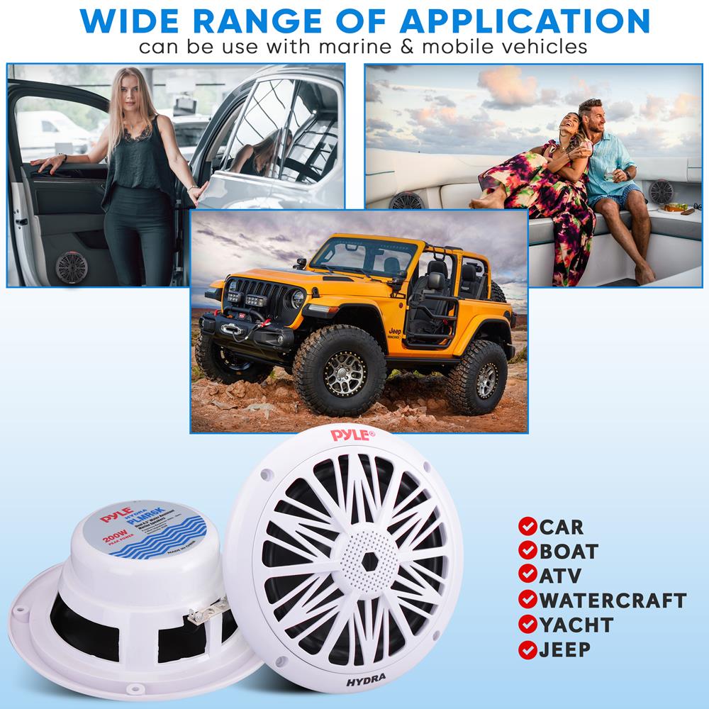 6.5 Inch Marine Component Speakers - Waterproof Boat Audio System for Outdoor, Marine, and Off-Road Vehicles | Perfect for Boats, ATVs, and Jeeps