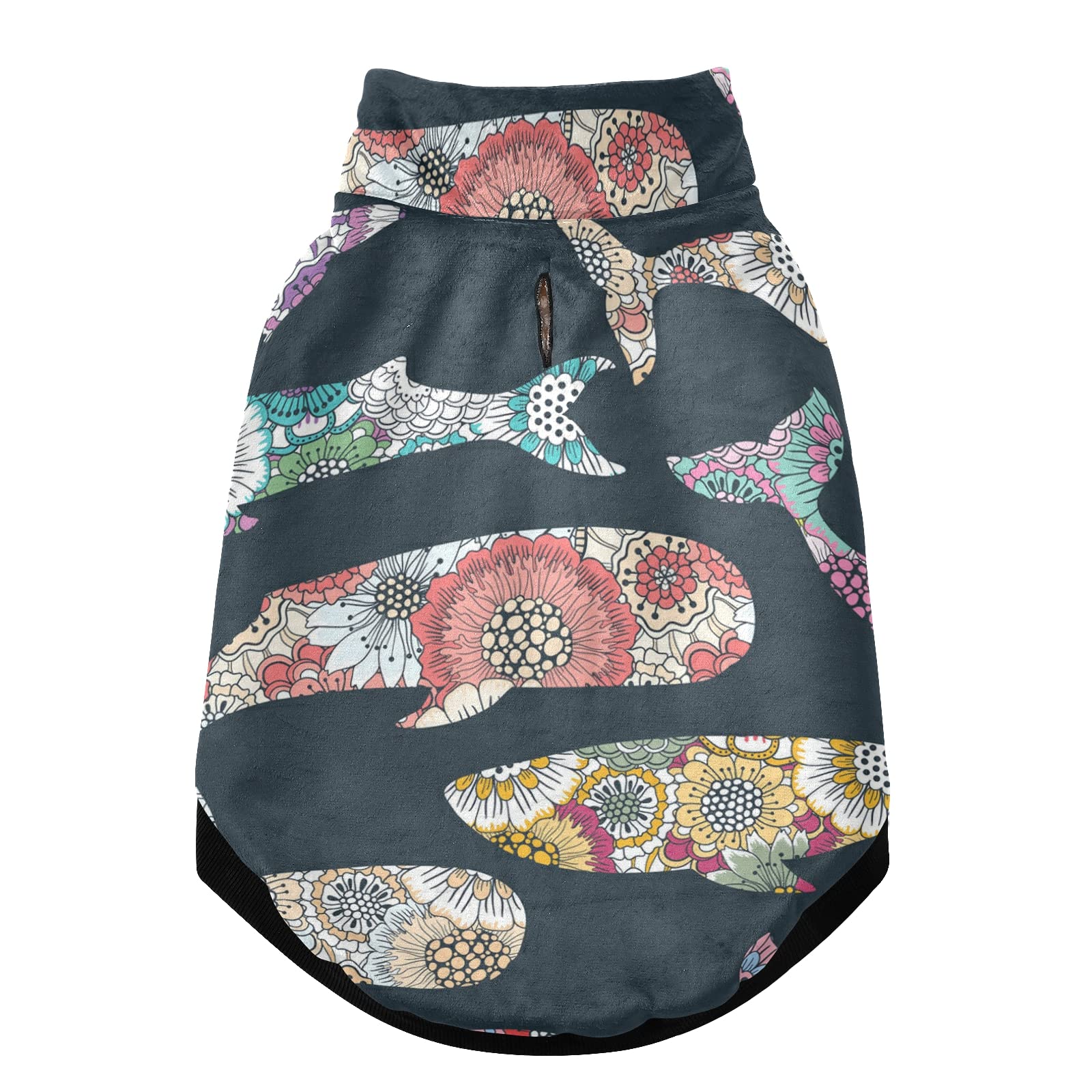 Floral Whales Dog Winter Coat - Warm Windproof Cozy Jacket for Small Medium Large Dogs | Pet Clothes for Cold Weather, Outdoor Walks & Winter Adventures
