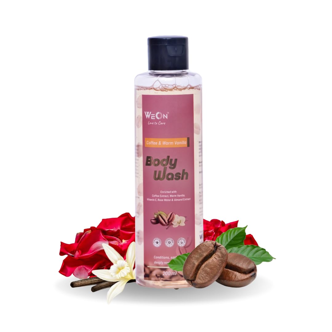 WeOn Coffee & Warm Vanilla Body Wash for Detox and Deep Cleansing – Mineral Oil & Silicone Free, Sulfate Free Shower Gel for Women & Men – 200ml x 3 Pack – Perfect for Post-Workout, Travel & Daily Skincare Routine