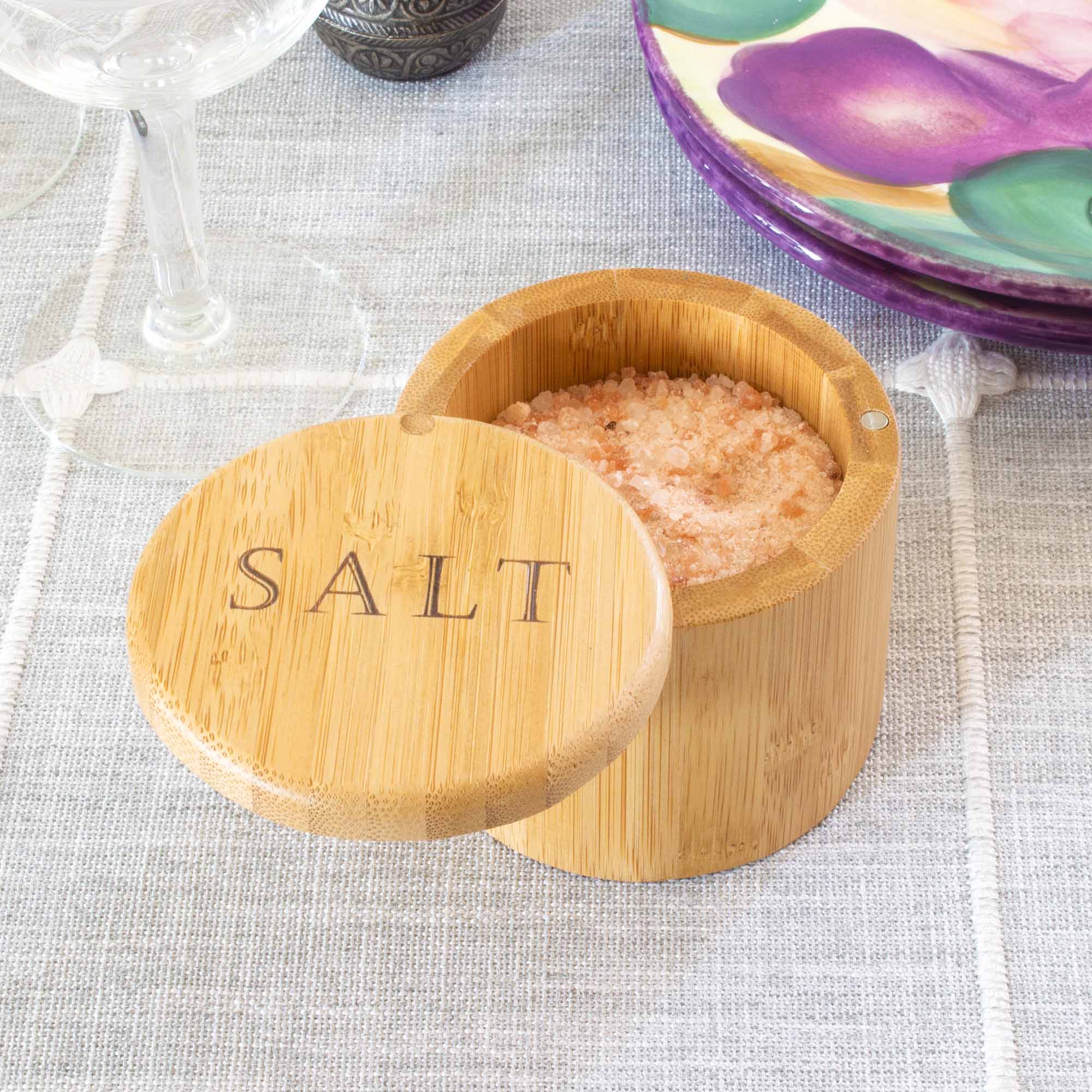 6 Oz. Salt Cellar with Engraved Design - Premium Salt Keeper for Dining Table, Kitchen & Restaurant Use