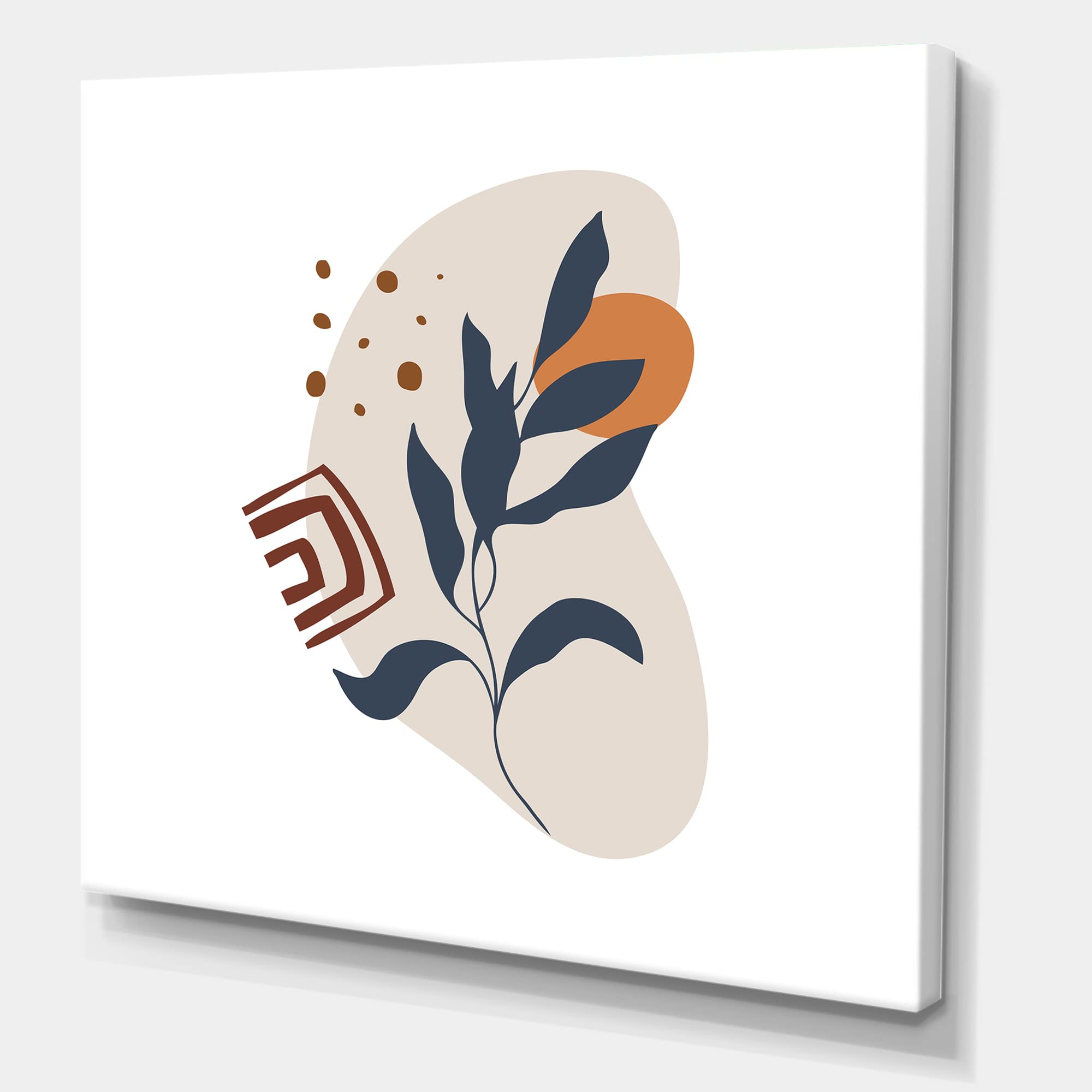 Abstract Flowers On Minimal Shapes VII - Modern Canvas Wall Art Grey 36x36 - Perfect for Living Room, Bedroom & Office Decor