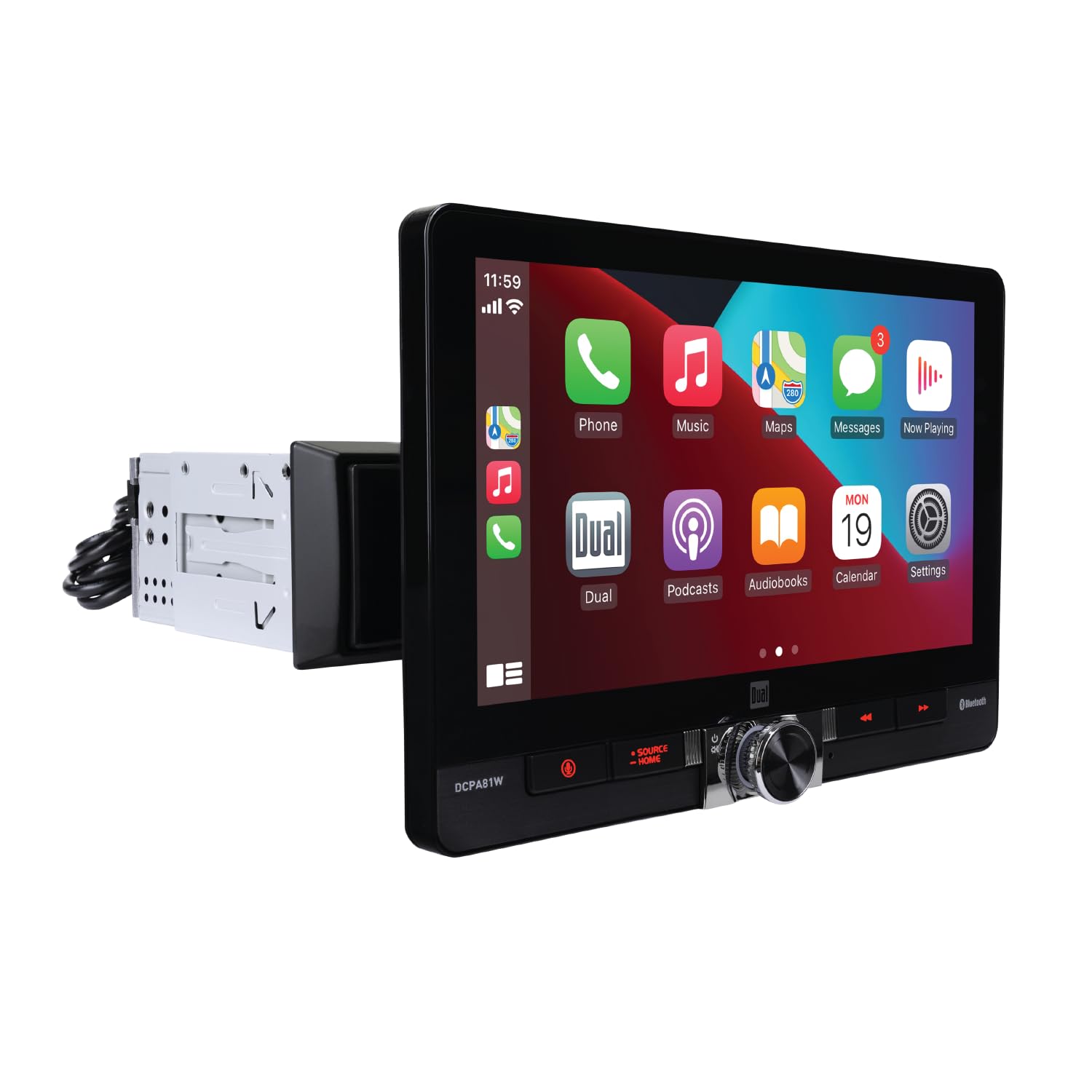 Dual Electronics DCPA81W 8-inch Apple CarPlay & Android Auto Touchscreen Car Stereo - Wireless/Wired Bluetooth Receiver with Front & Rear Camera | USB Playback & Charging | Single/Double DIN Compatible | Perfect for Commuting, Road Trips & Hands-Free Driving