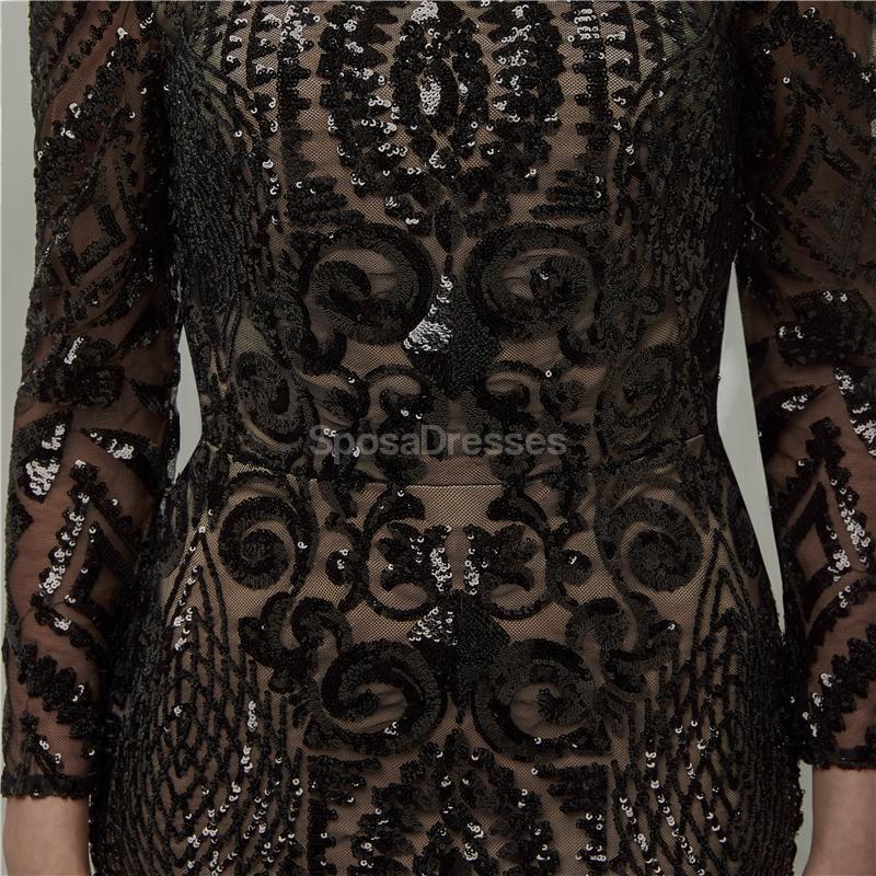 Sparkly Black Off Shoulder Long Sleeve Mermaid Prom Dress - Elegant Evening Party Gown for Formal Events, Homecoming, Pageants & Special Occasions