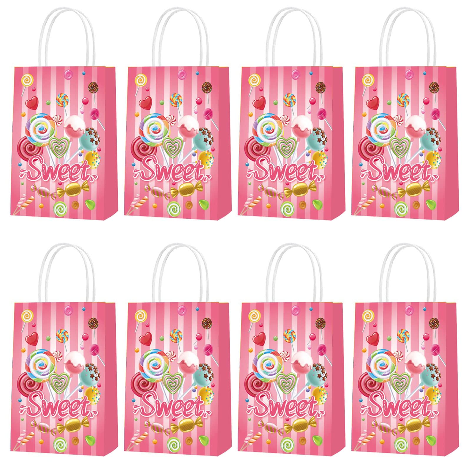 Rainmae Candyland Gift Bags - 20 Pack Colorful Paper Party Favor Bags for Candy, Treats & Small Gifts - Perfect for Kids Birthday Parties, Baby Showers, Wedding Favors & Holiday Celebrations