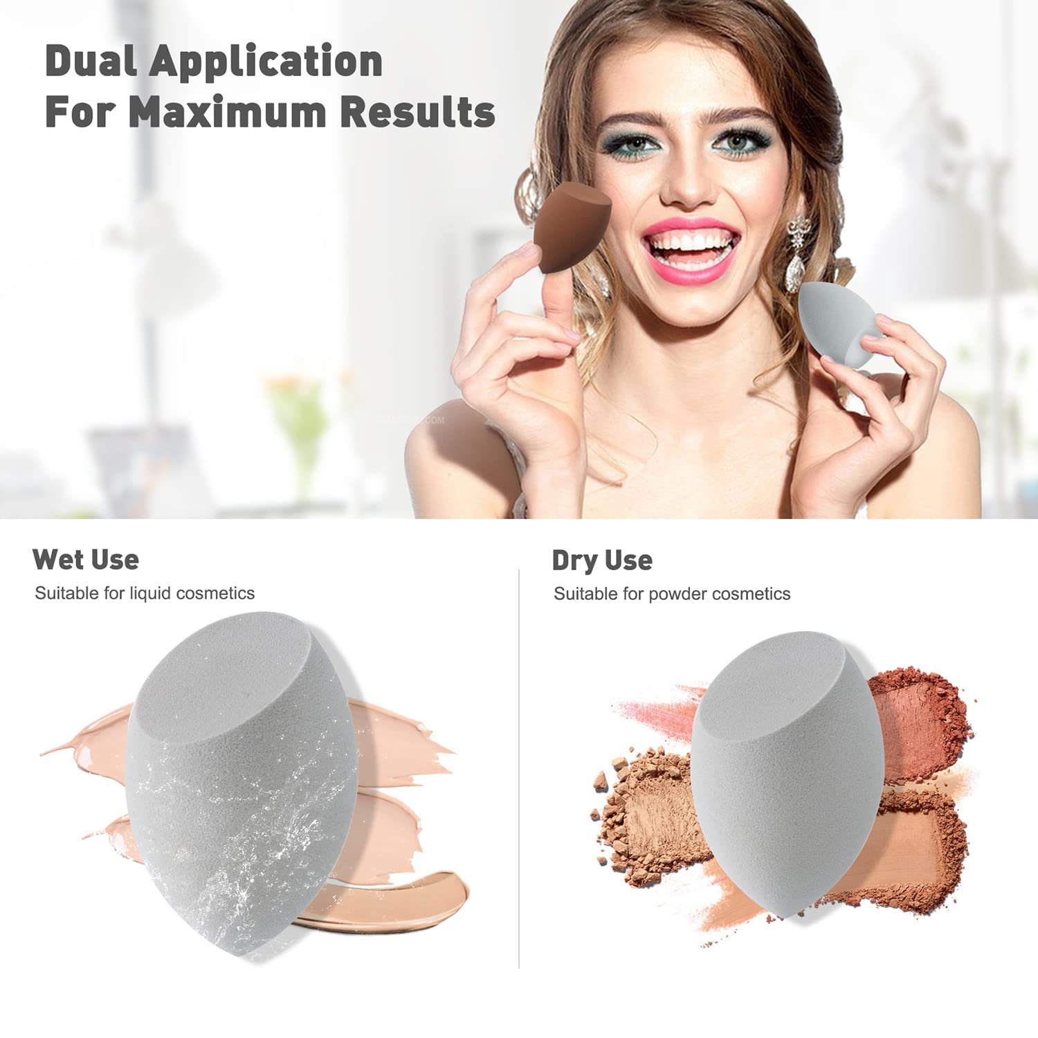 BEZOX Non-Latex Makeup Sponge with Holder - Soft, Skin-Friendly for Liquid Foundation & Travel