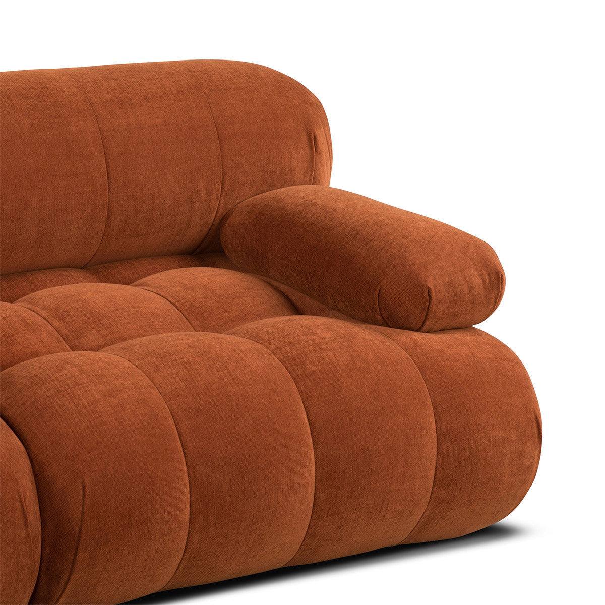 Bowie Textured Velvet Sofa - Modern 3-Seater Loveseat in Terracotta | Soft Fabric Couch for Living Room, Lounge & Apartment Decor